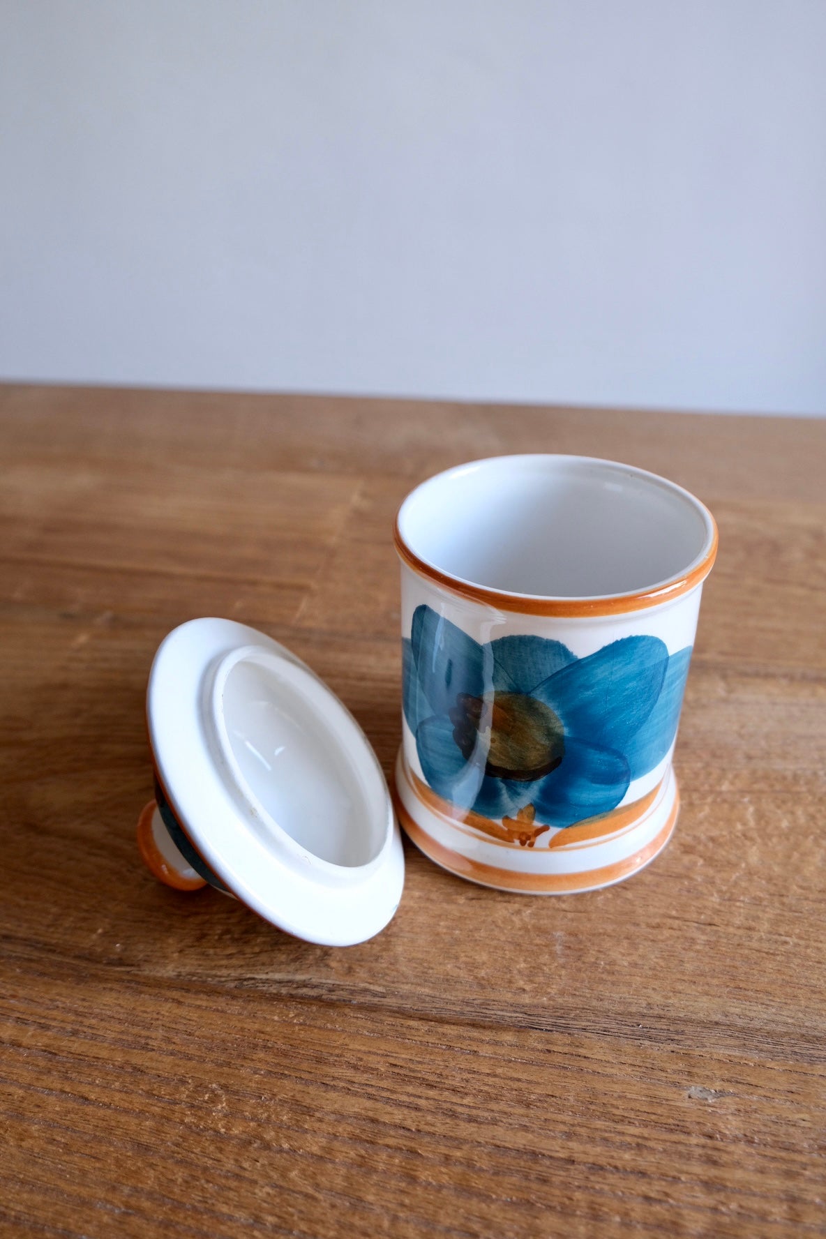 Hand-painted lidded ceramic jar, Portugal