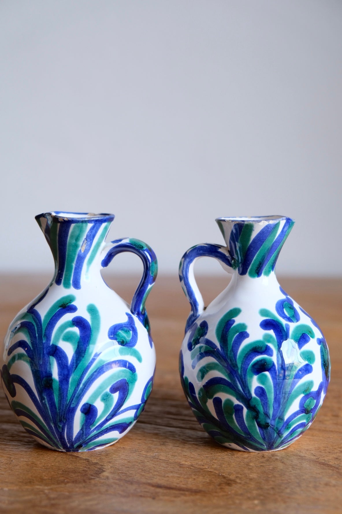 Hand-painted Spanish ceramic oil & vinegar pourers