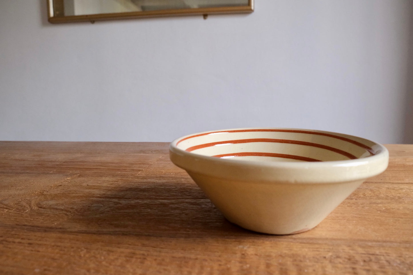 Spanish ceramic orange swirl serving bowl