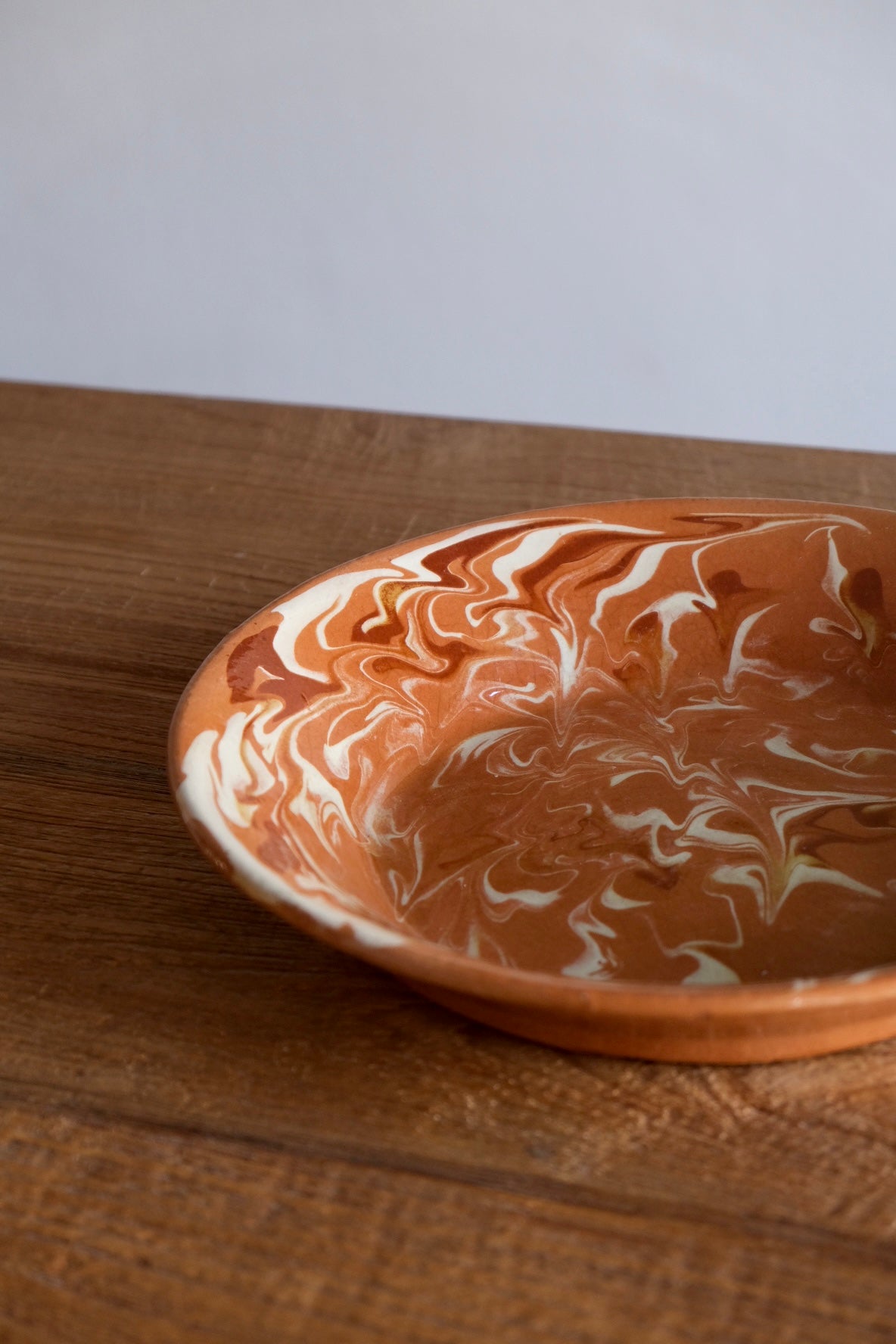Vintage Catalan orange marbled serving plate