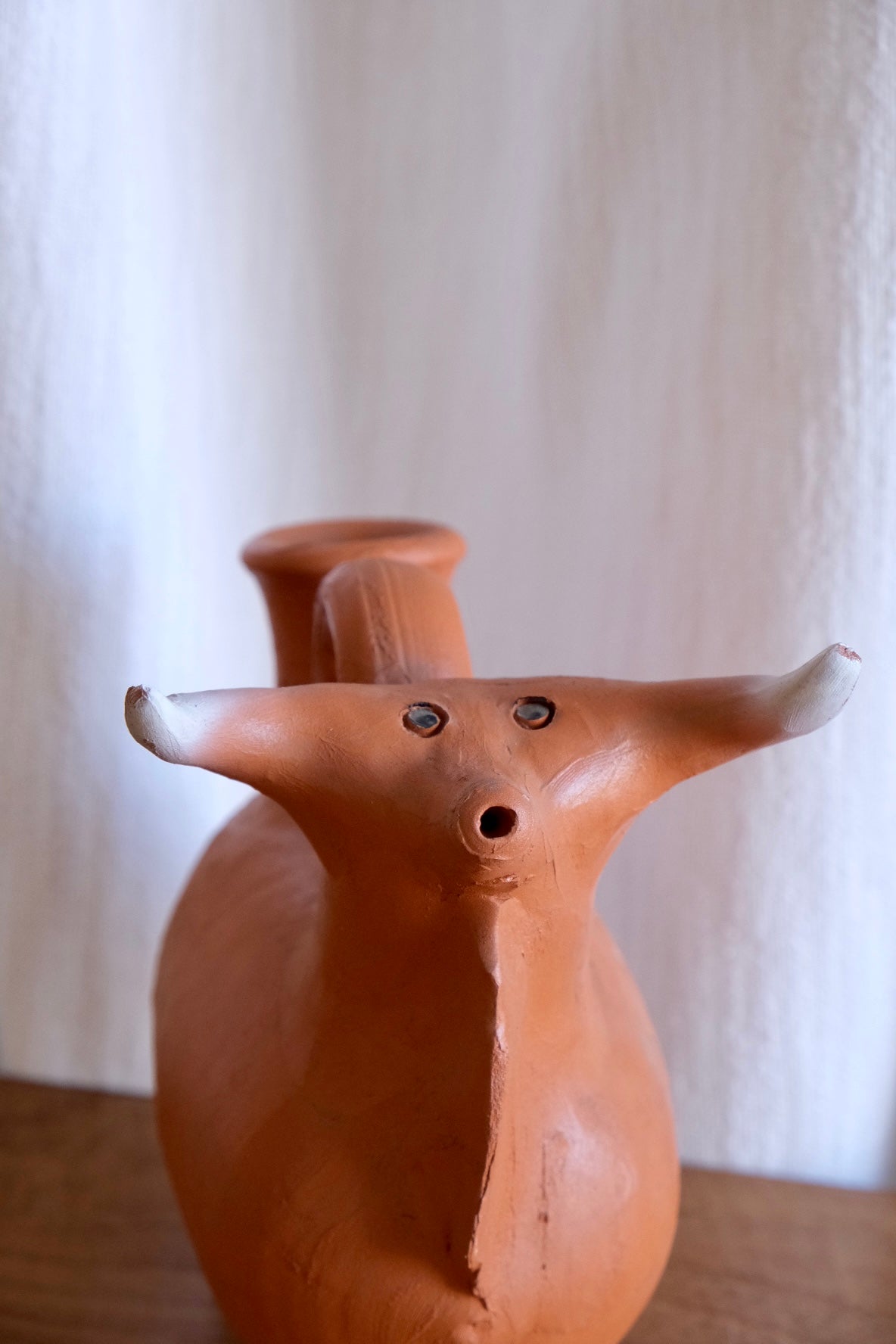 Vintage clay toro botijo