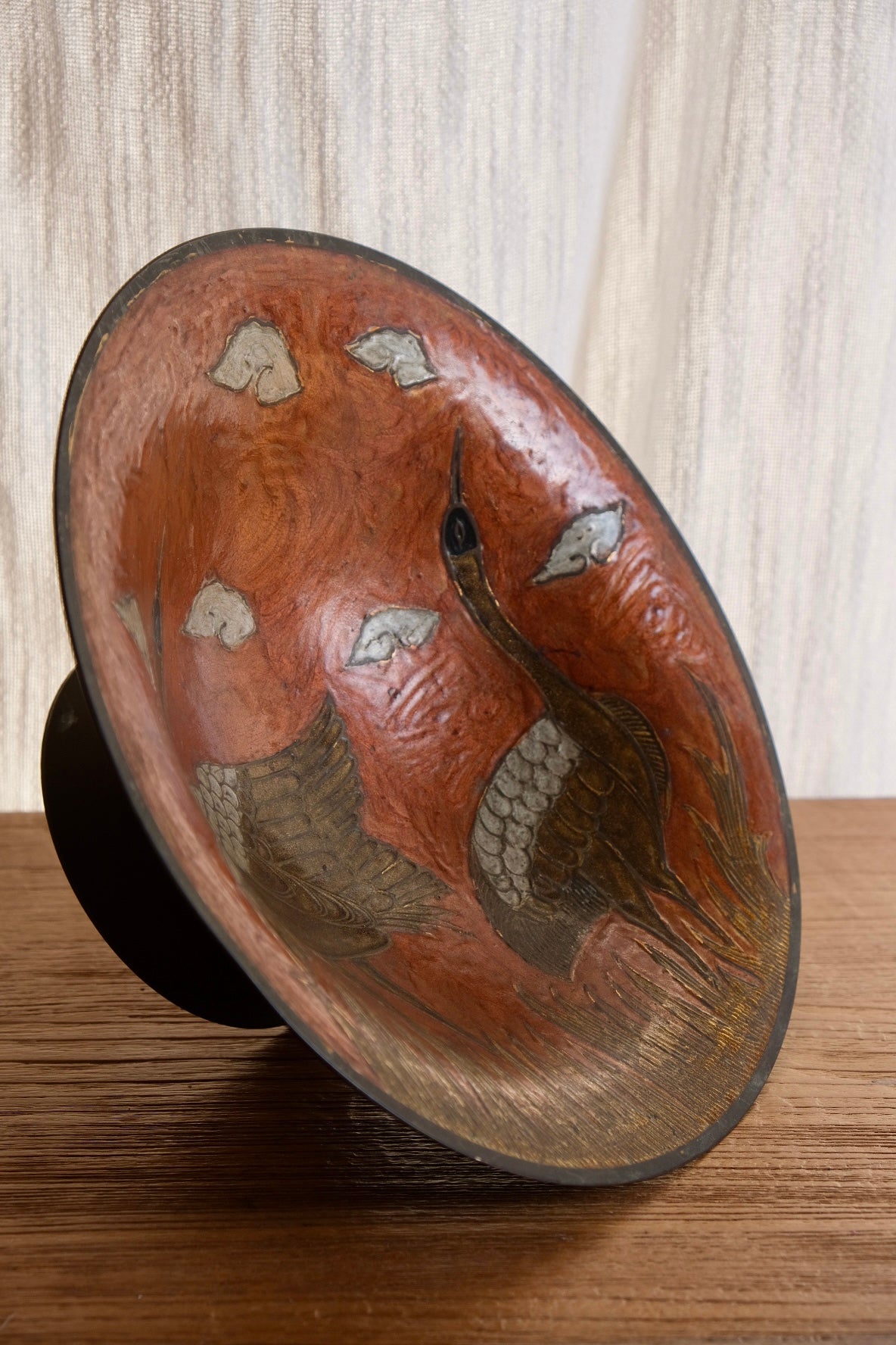 Enamelled brass fruit bowl with 2 stalks, c.1980s