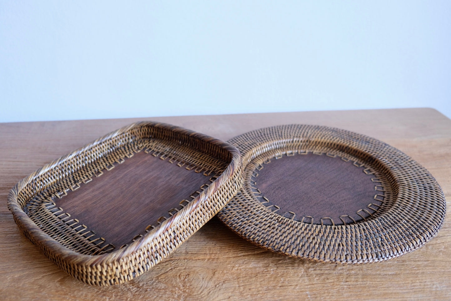 Valencian wood & rattan handmade trays