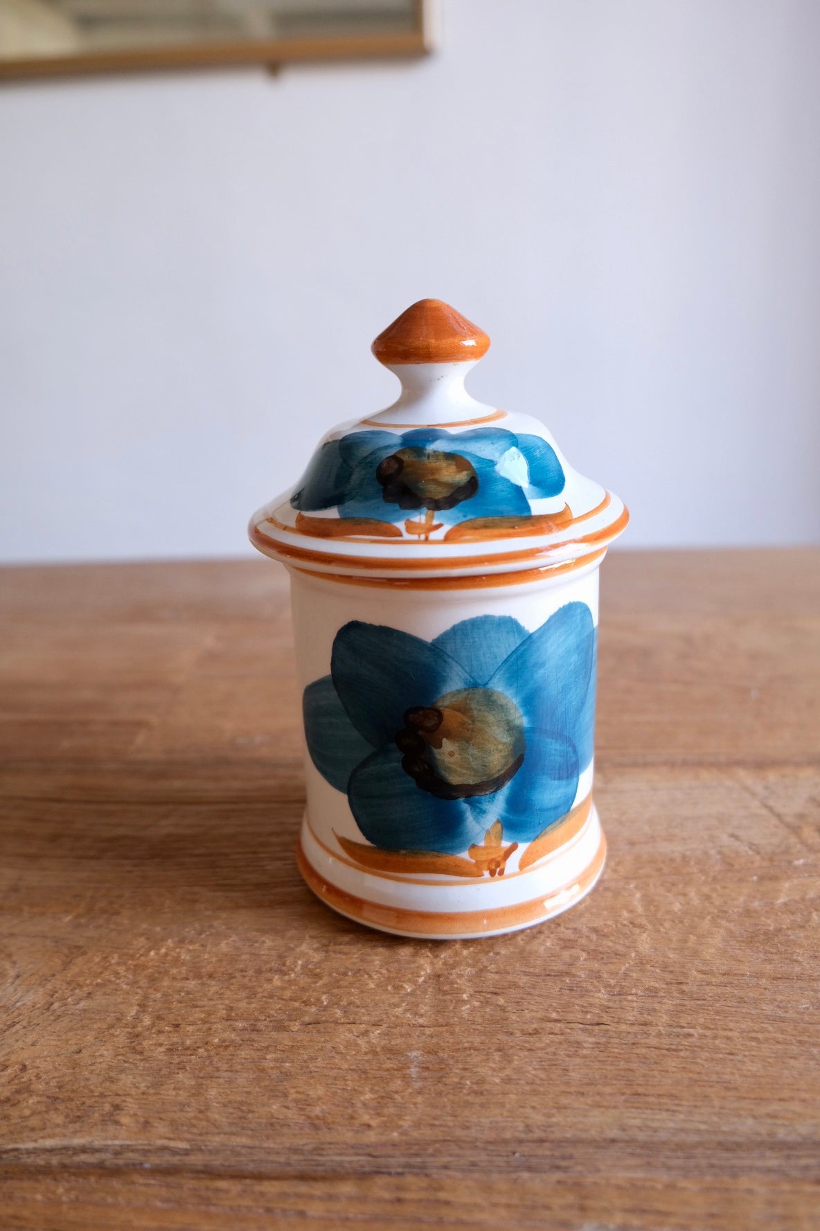 Hand-painted lidded ceramic jar, Portugal