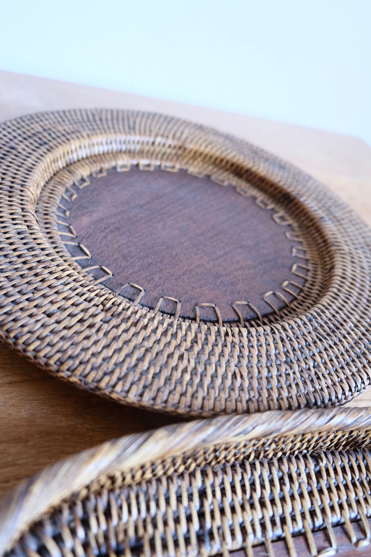 Valencian wood & rattan handmade trays