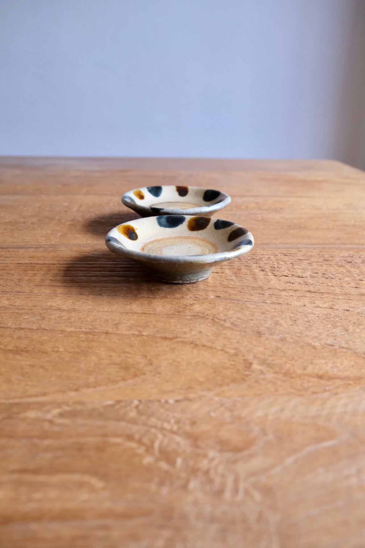 Pair of Yachimun dishes, hand-made in Okinawa, Japan