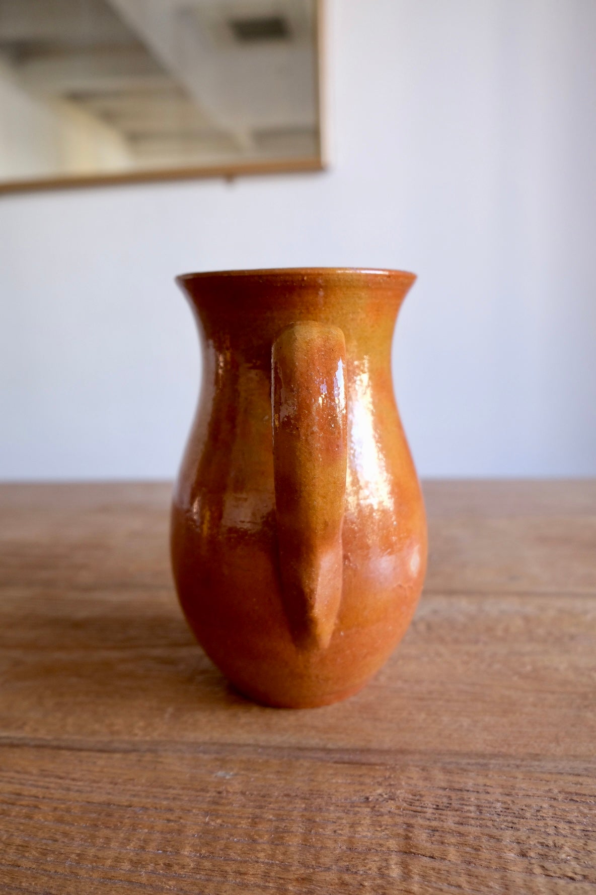 Heavy clay brown Spanish pitcher jug