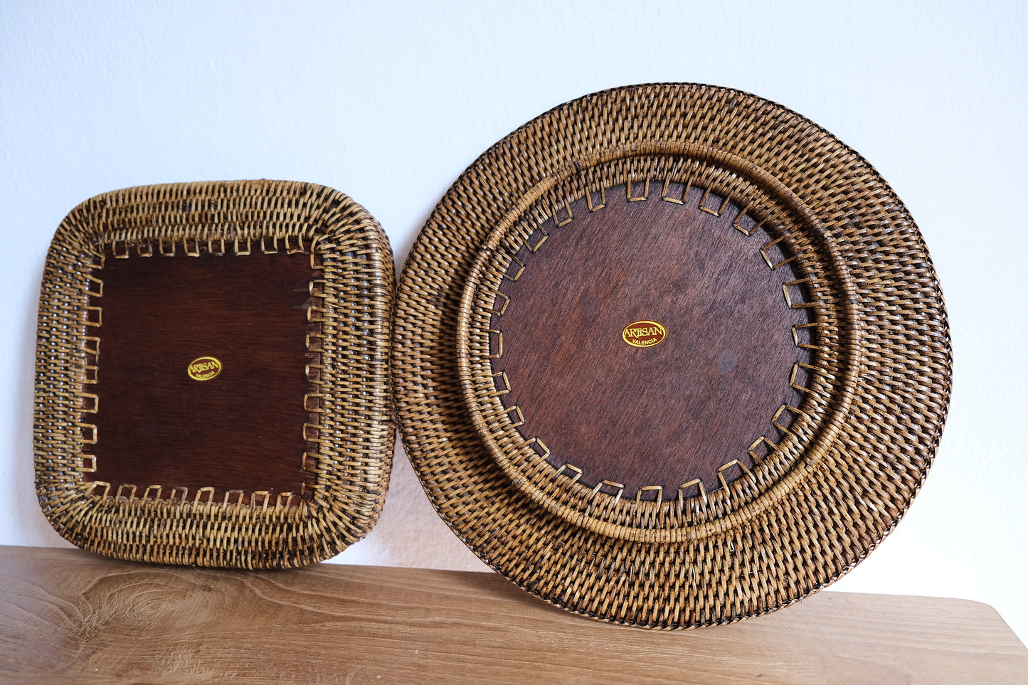 Valencian wood & rattan handmade trays