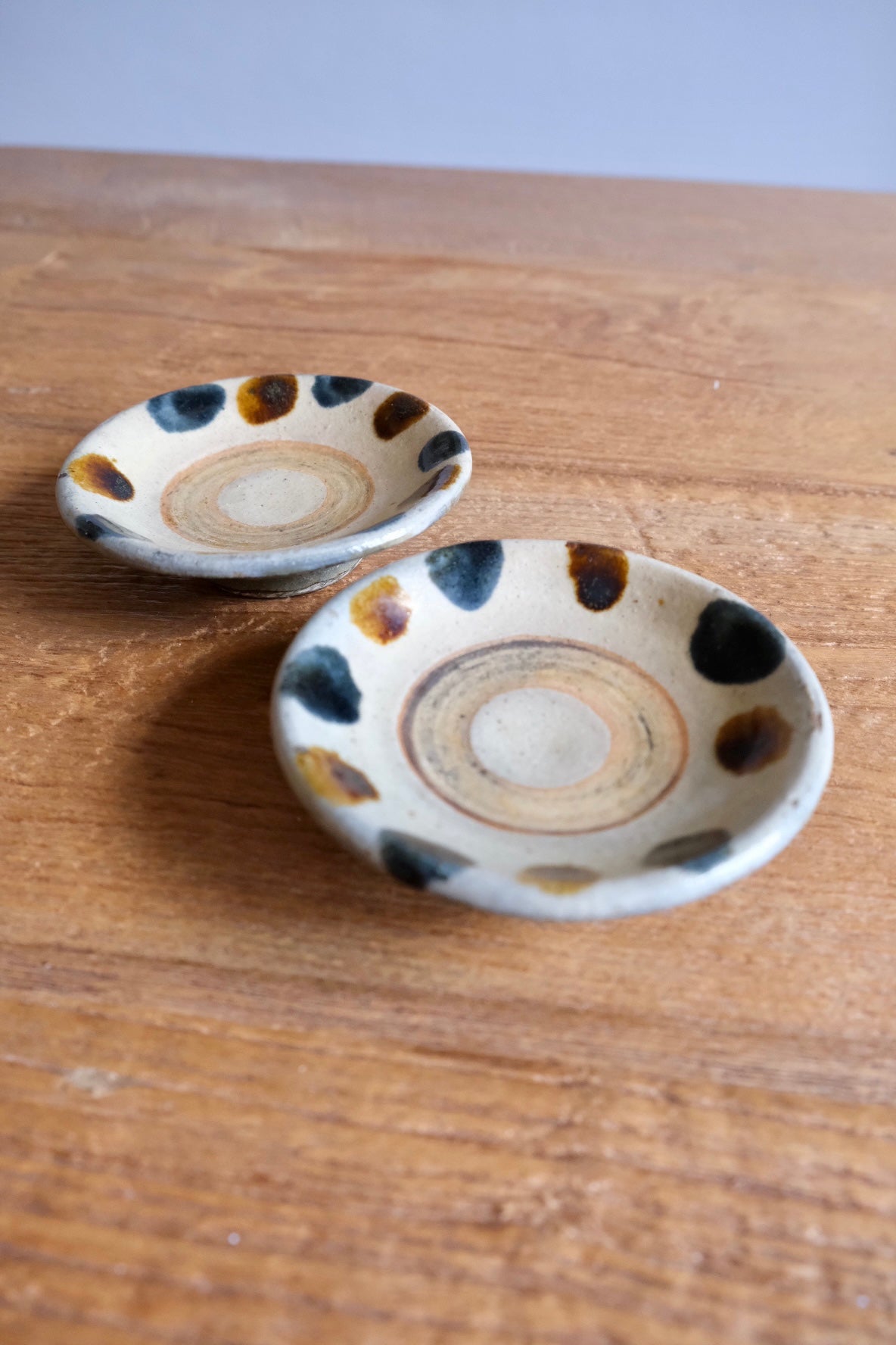 Pair of Yachimun dishes, hand-made in Okinawa, Japan