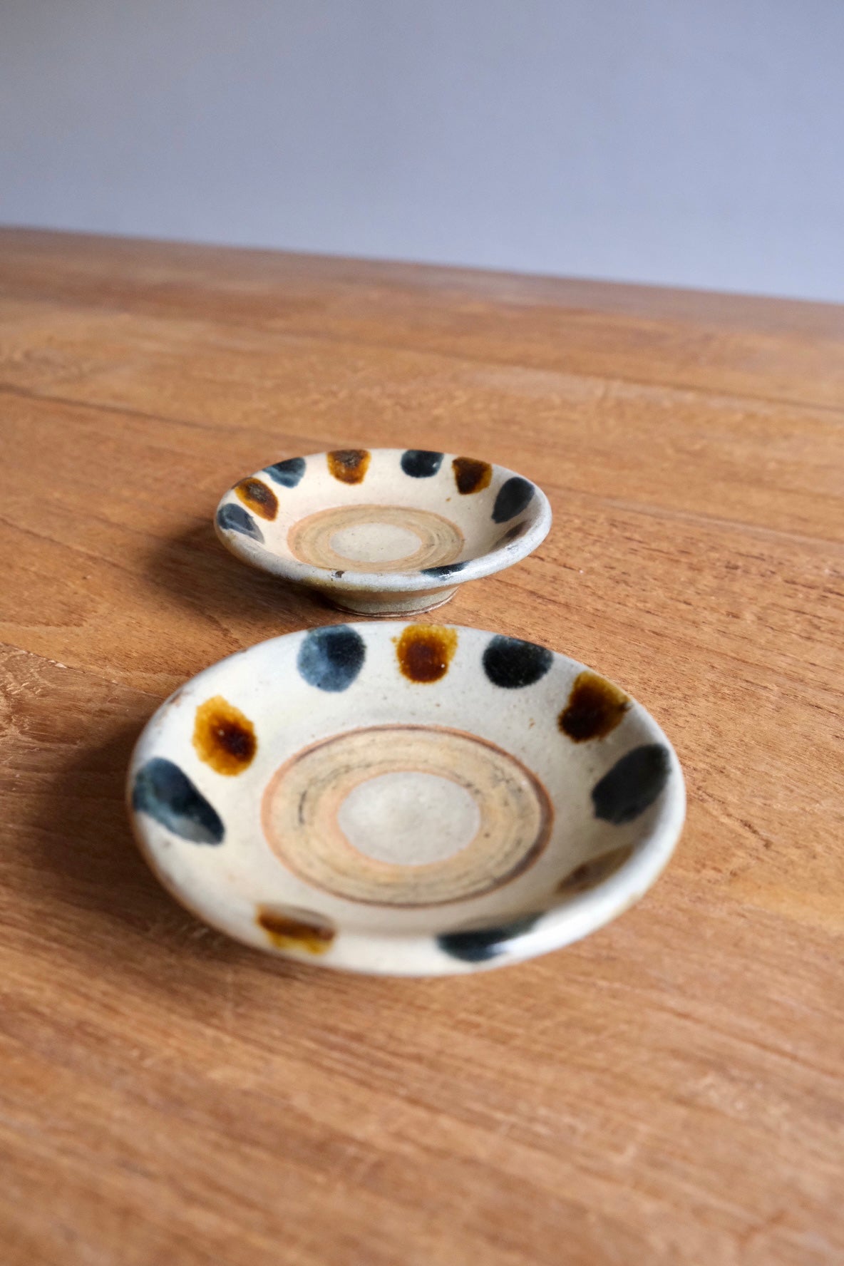 Pair of Yachimun dishes, hand-made in Okinawa, Japan