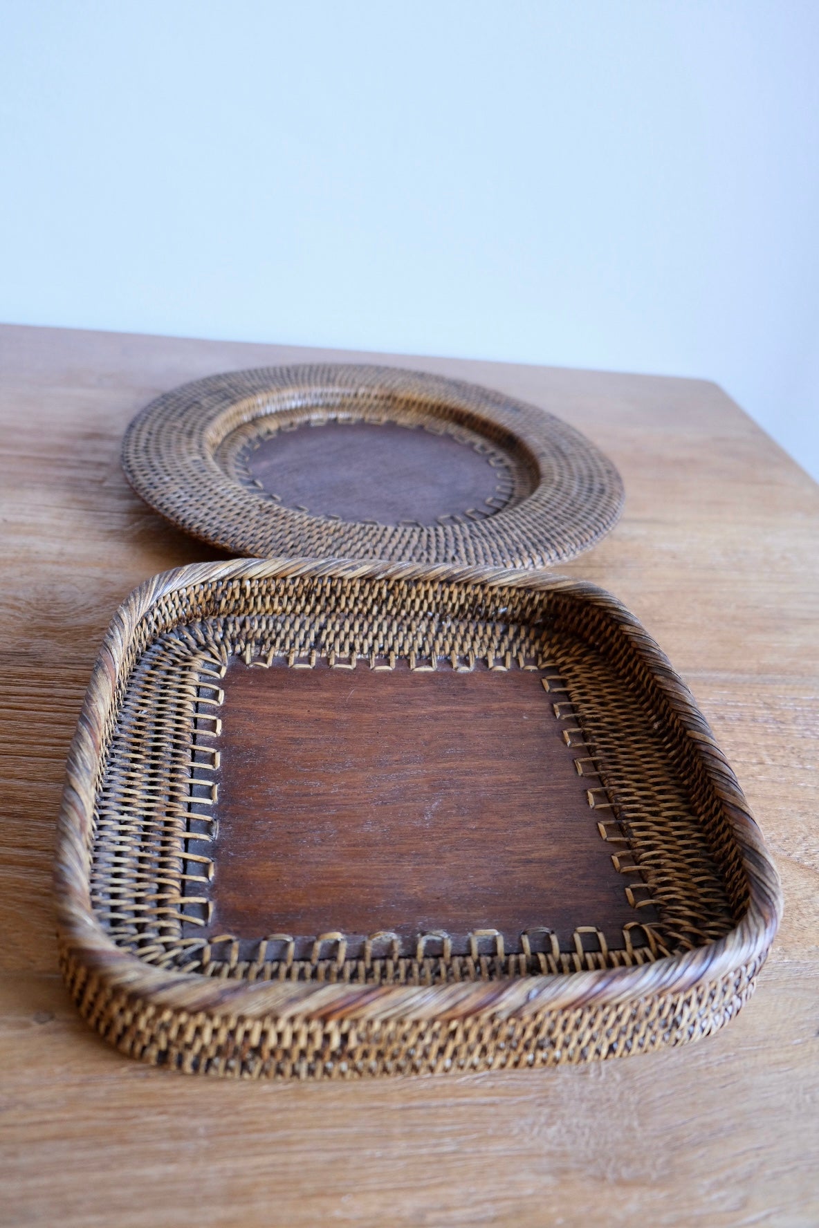 Valencian wood & rattan handmade trays