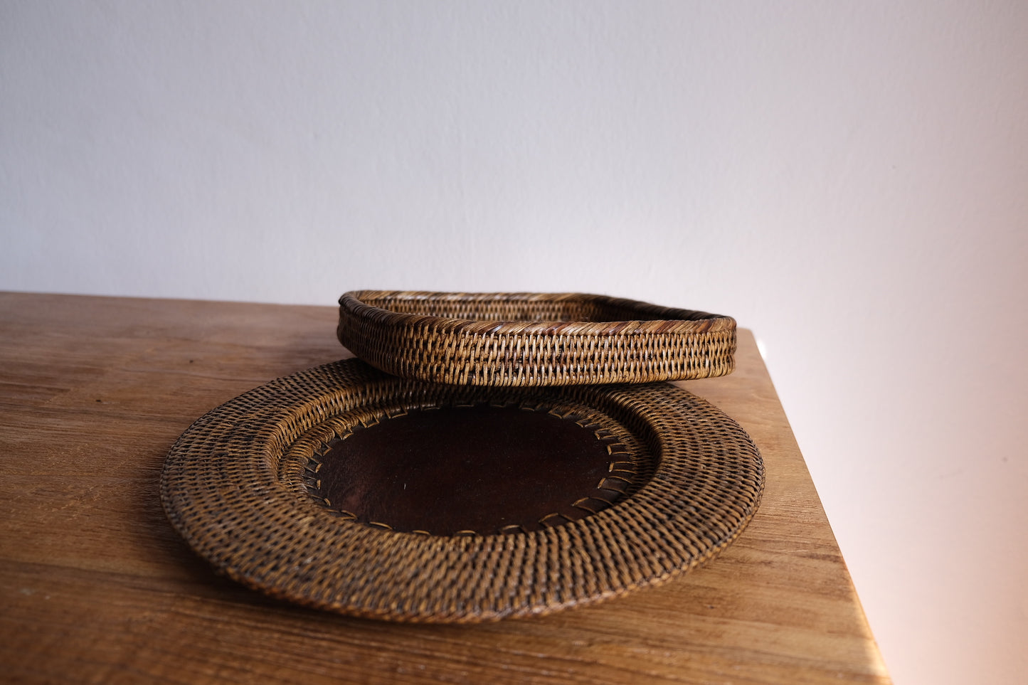 Valencian wood & rattan handmade trays