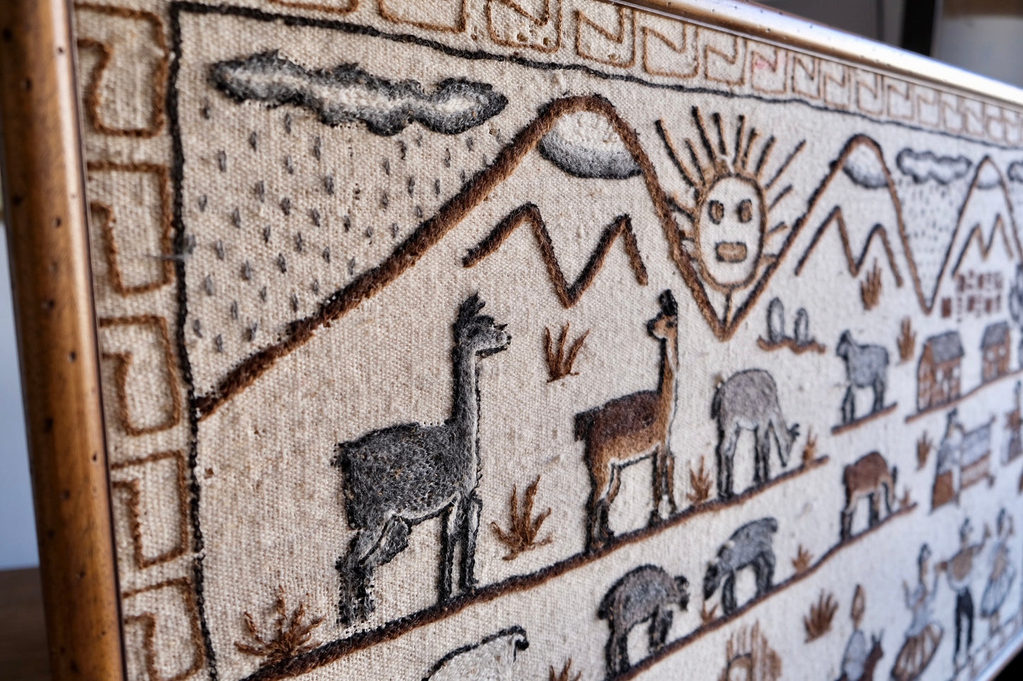 Large Peruvian tapestry, framed