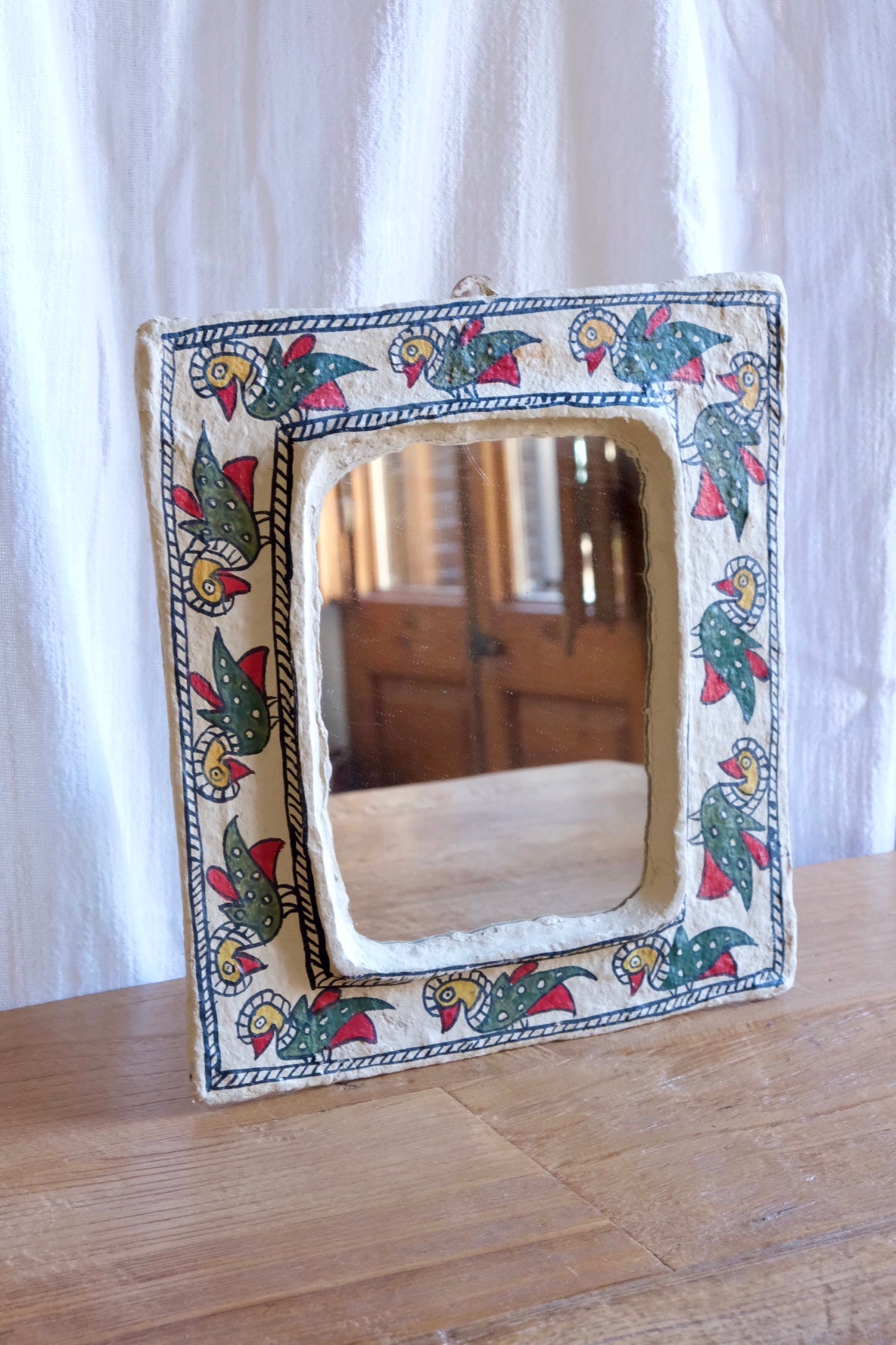 Hand-painted papier-mâché Indian mirror, India c. late 1990s