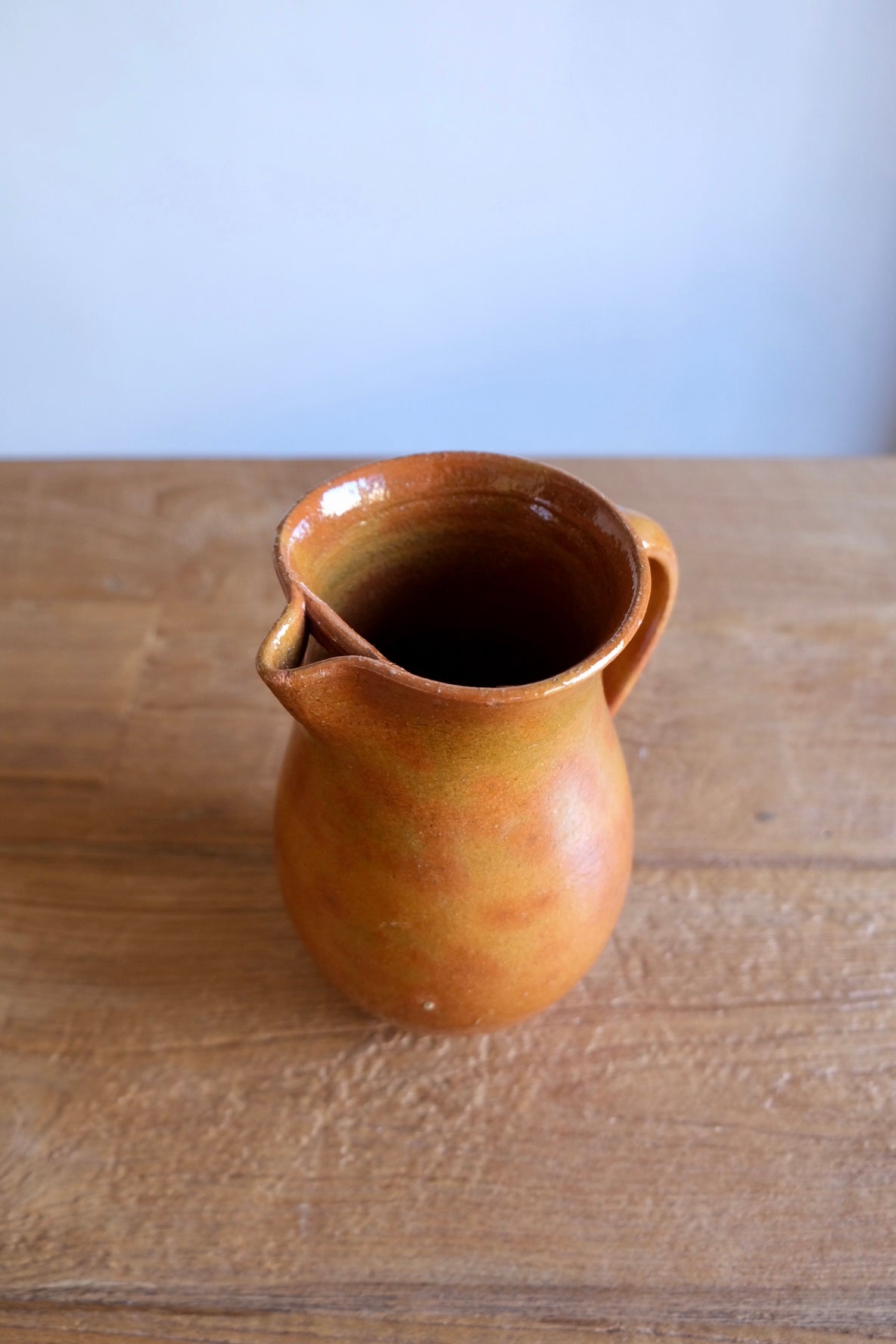Heavy clay brown Spanish pitcher jug