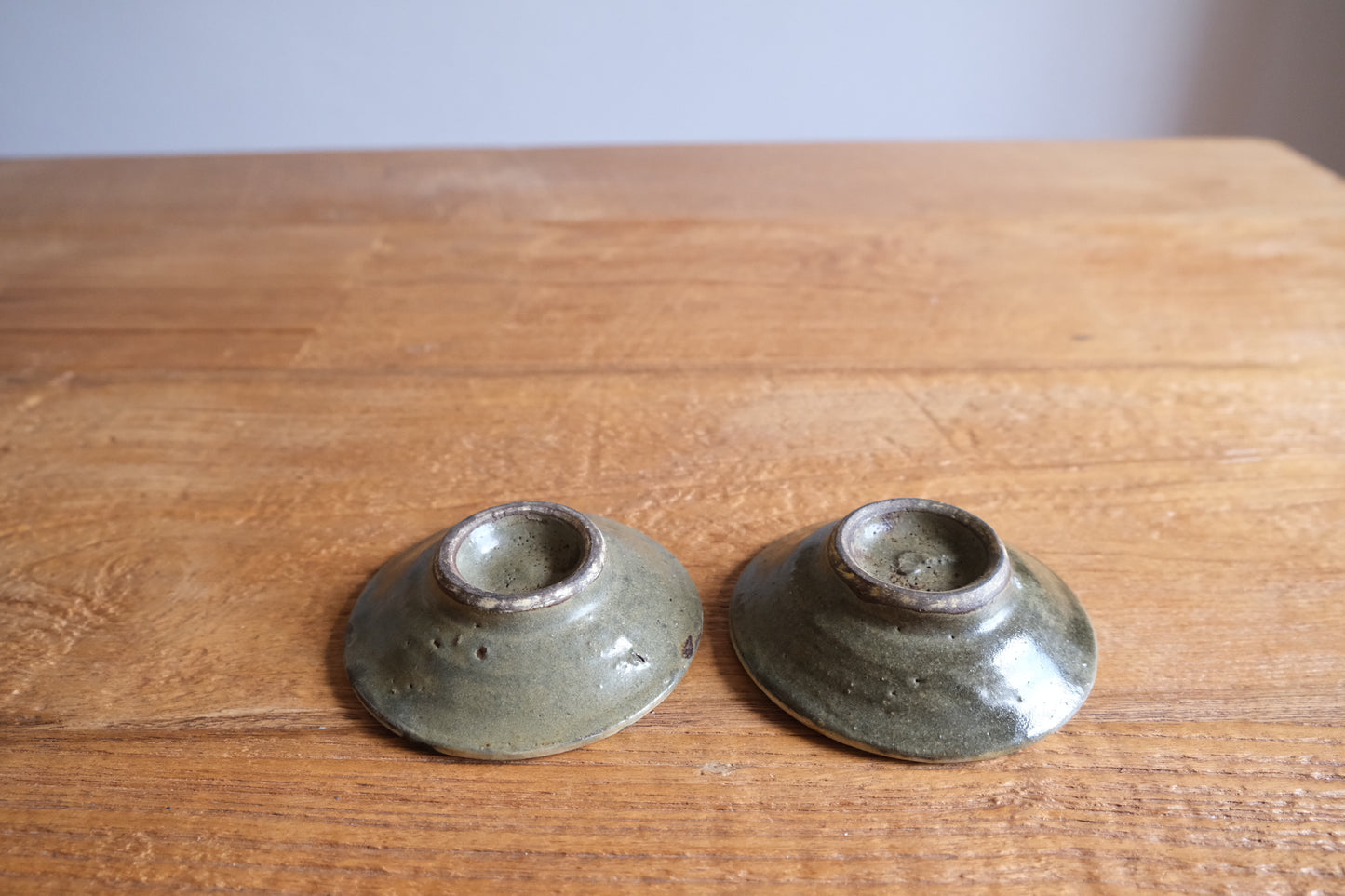 Pair of Yachimun dishes, hand-made in Okinawa, Japan