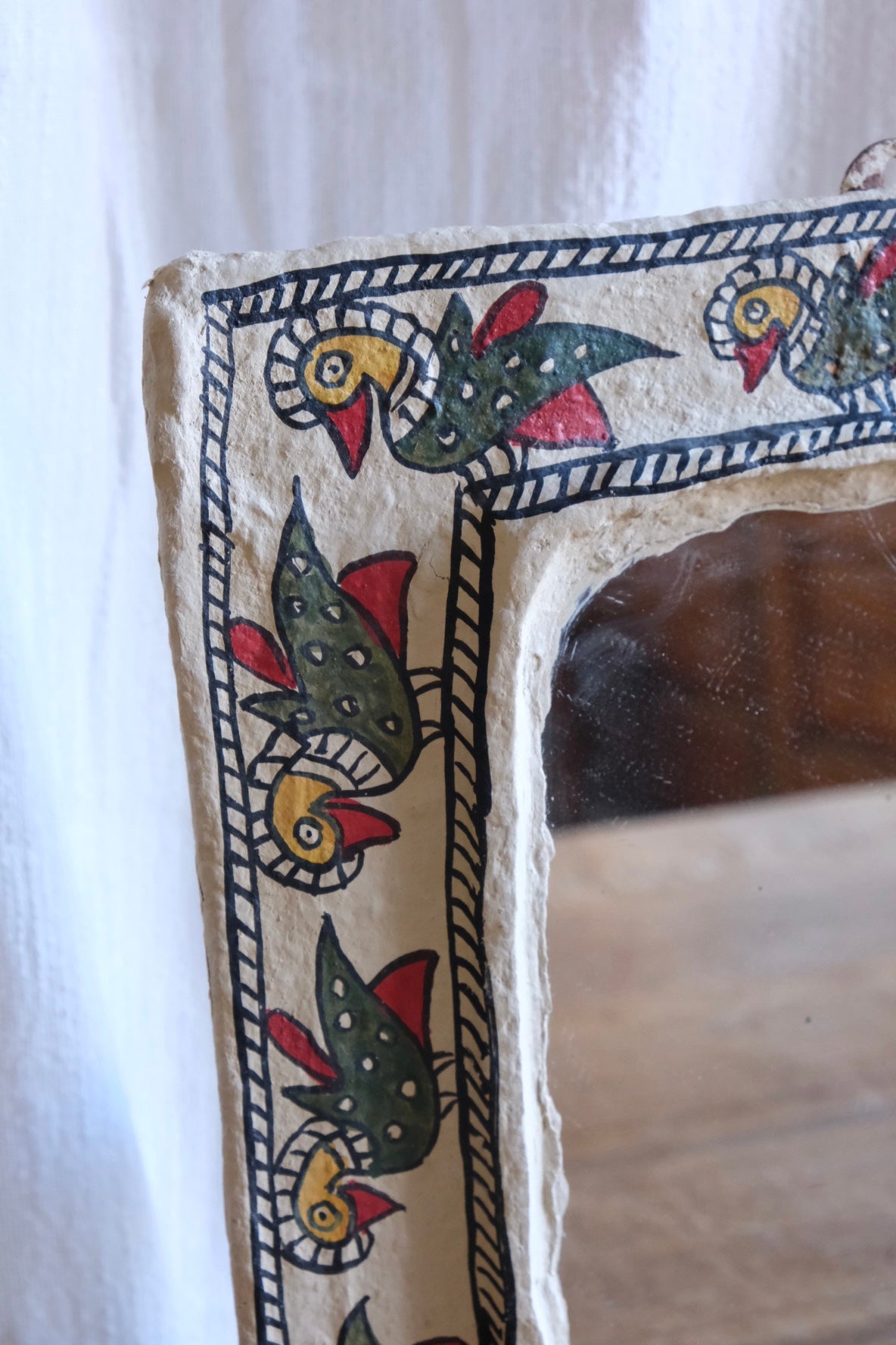 Hand-painted papier-mâché Indian mirror, India c. late 1990s