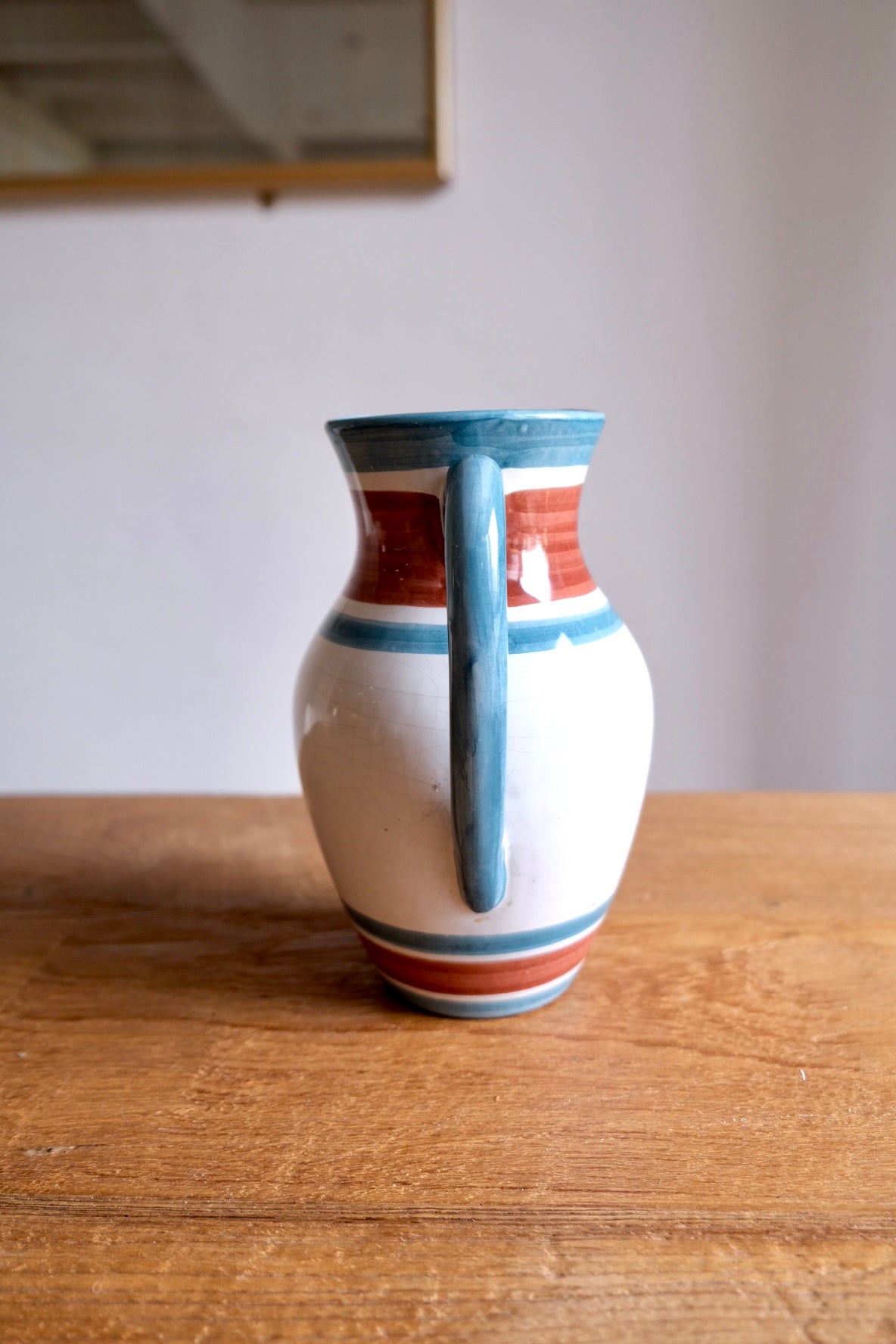 Ceramic jug with hand-painted rabbit