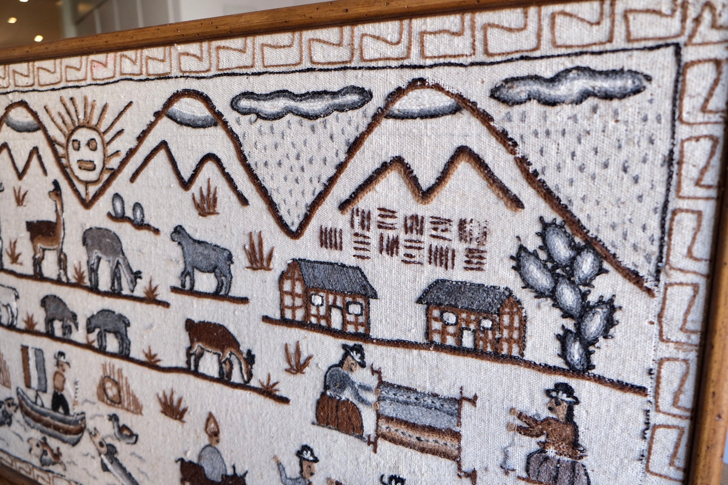 Large Peruvian tapestry, framed