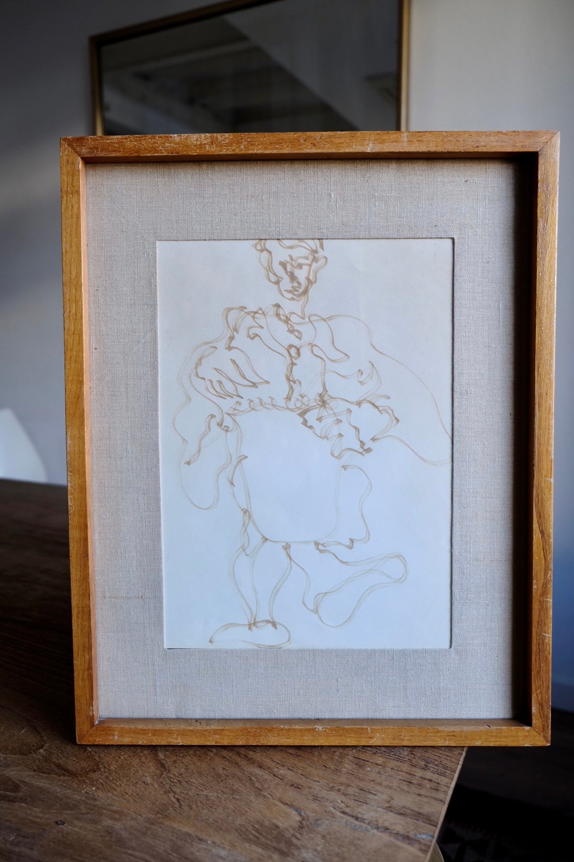 Original sketch on paper 'Wobbly man', framed