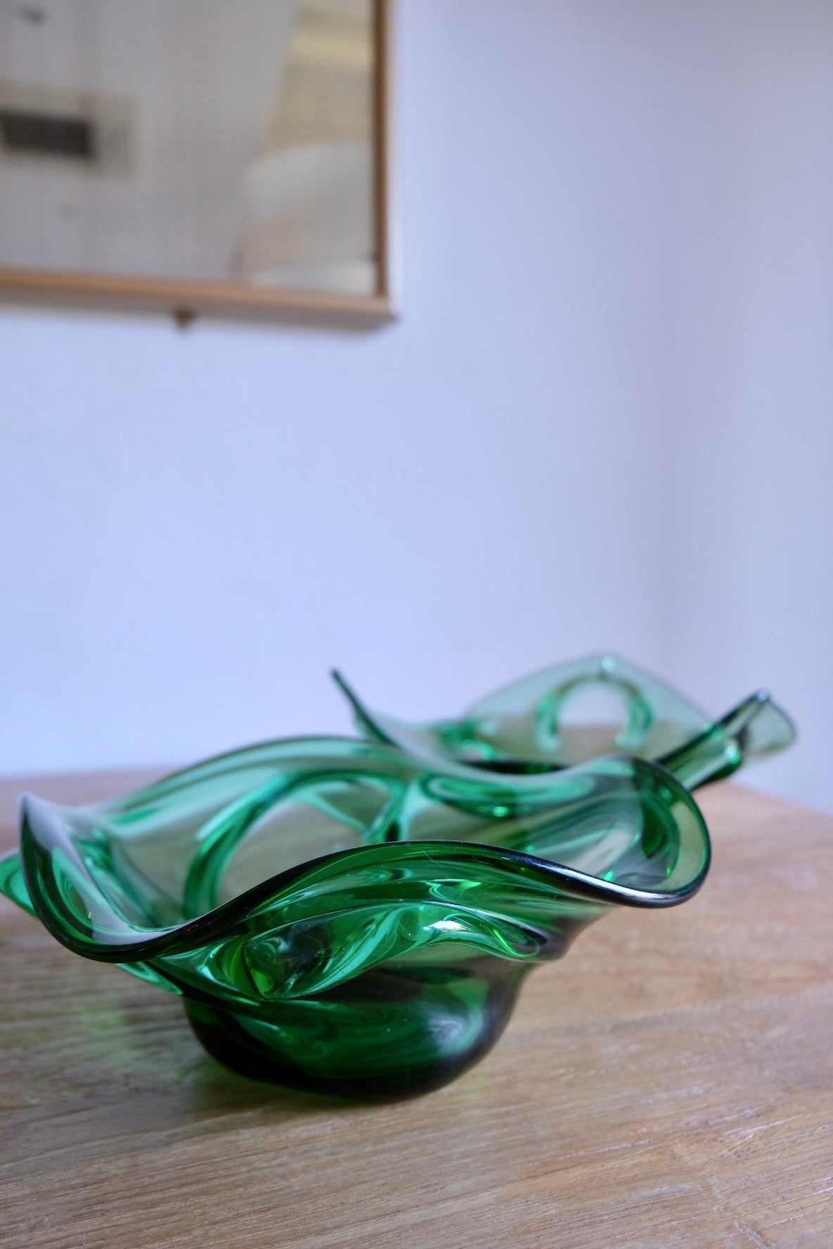 Large Italian emerald glass bowl