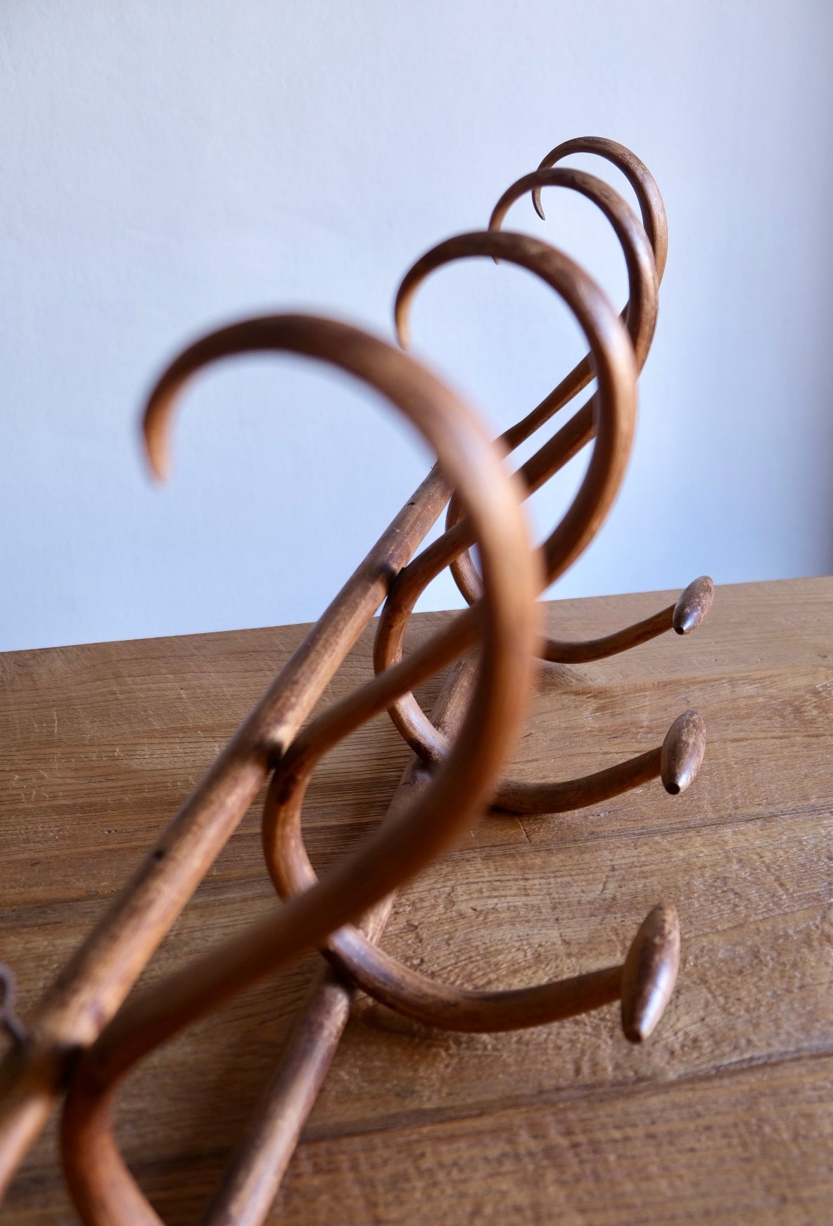 Mid-century curved wood coat rack, attributed to Michael Thonet
