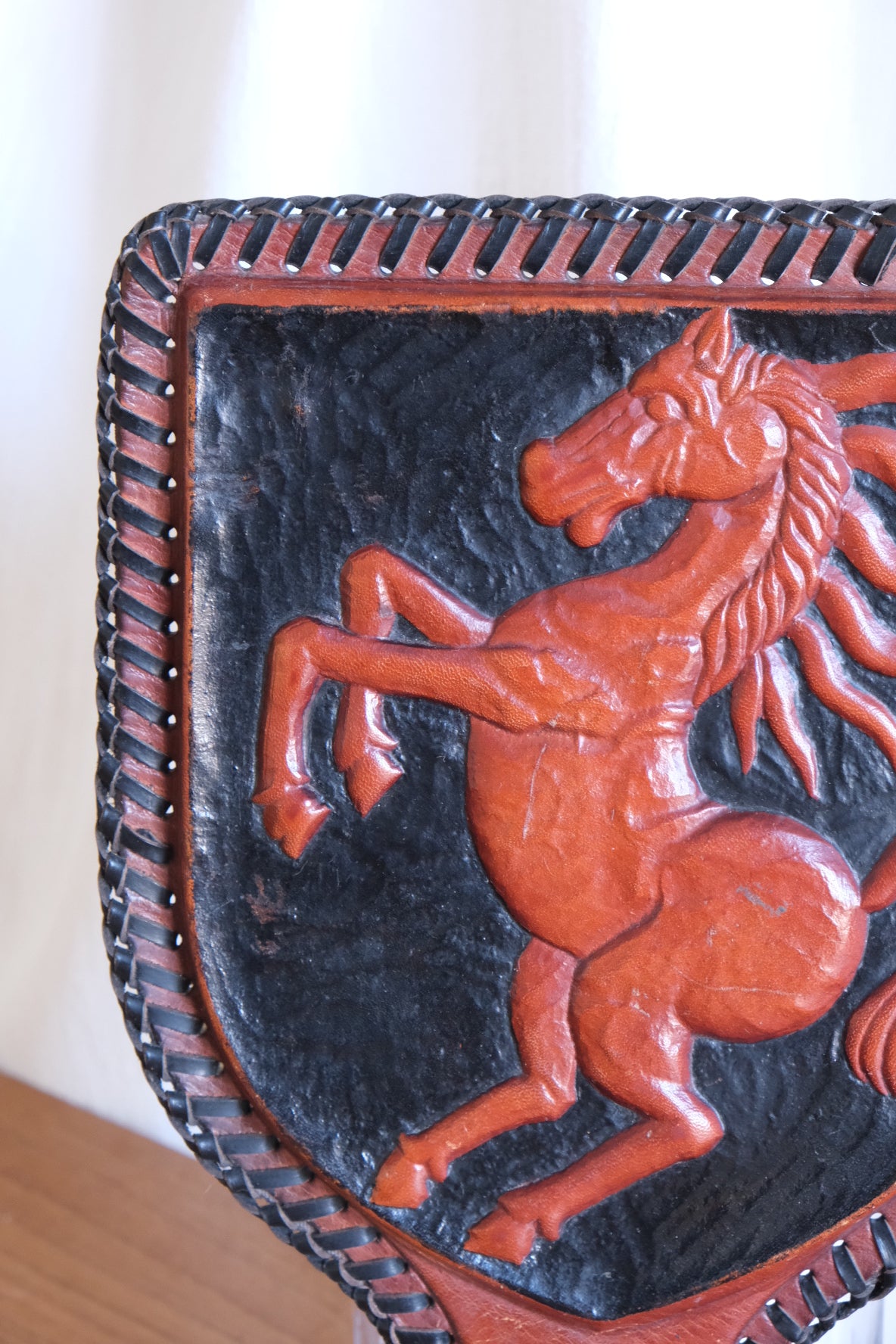 Leather horse coat hook, Spain c. 1940