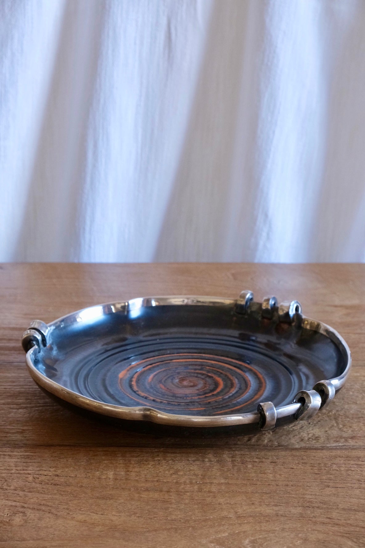 Ceramic and silver-plated claw plate tray, Barcelona c. 1940