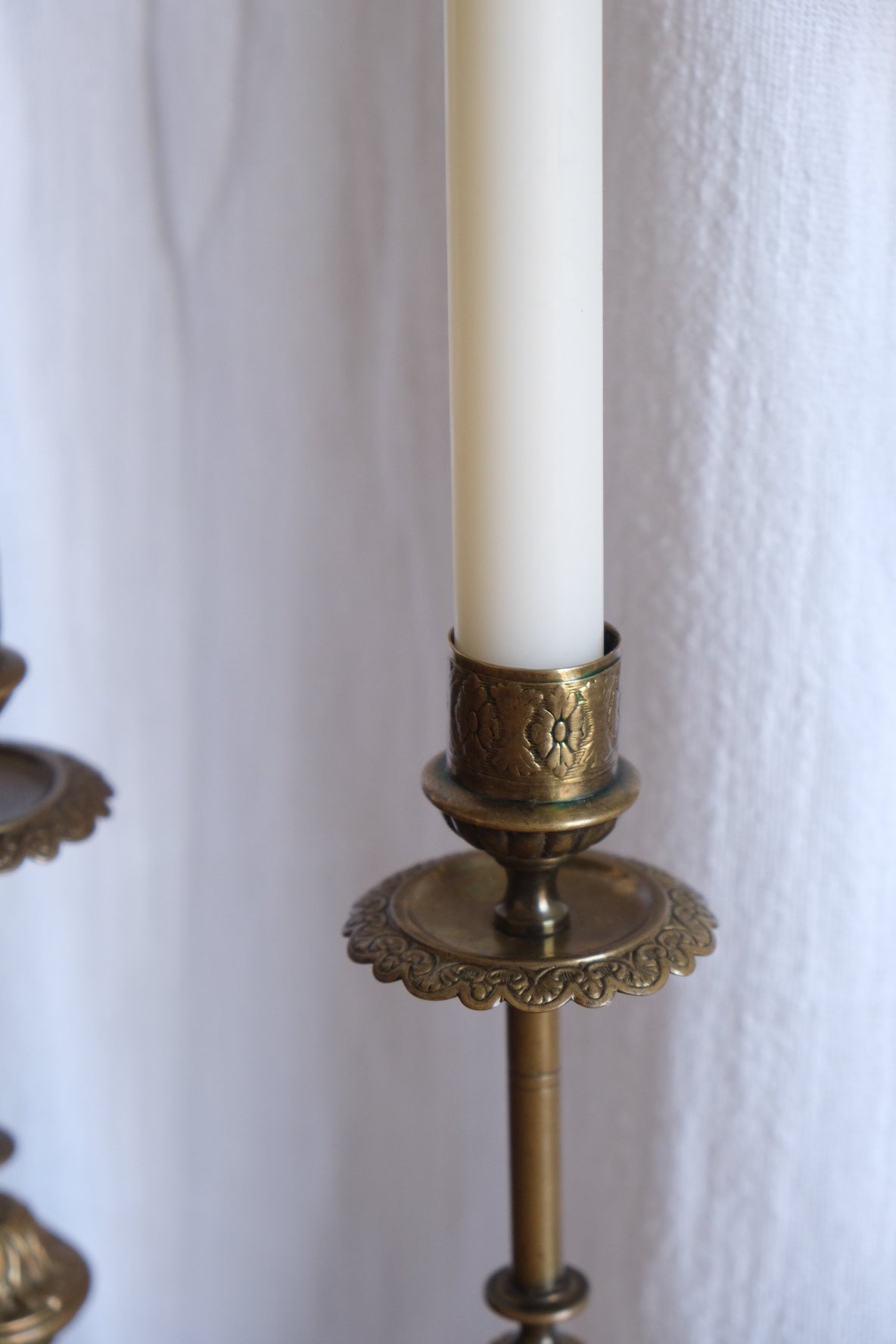 Pair of vintage French brass candlesticks