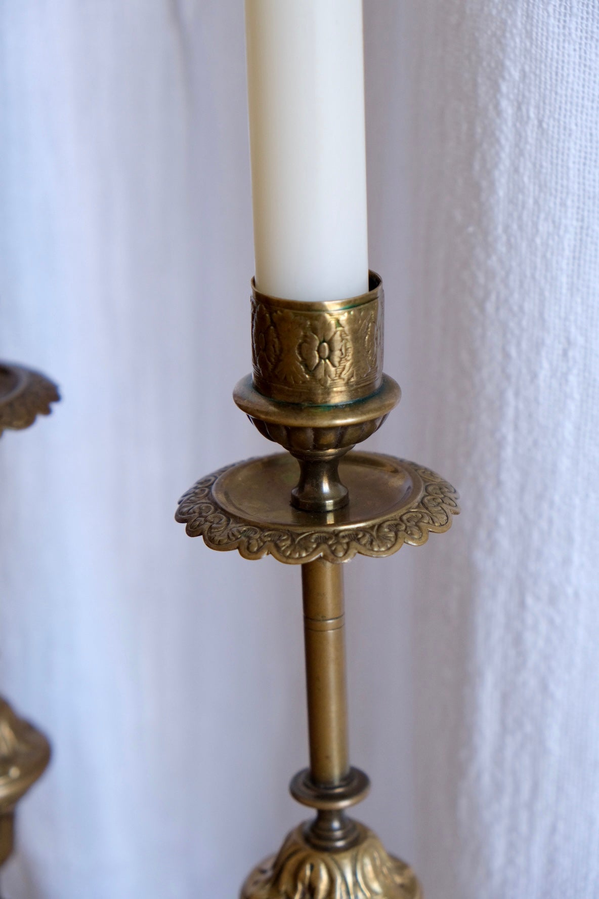 Pair of vintage French brass candlesticks