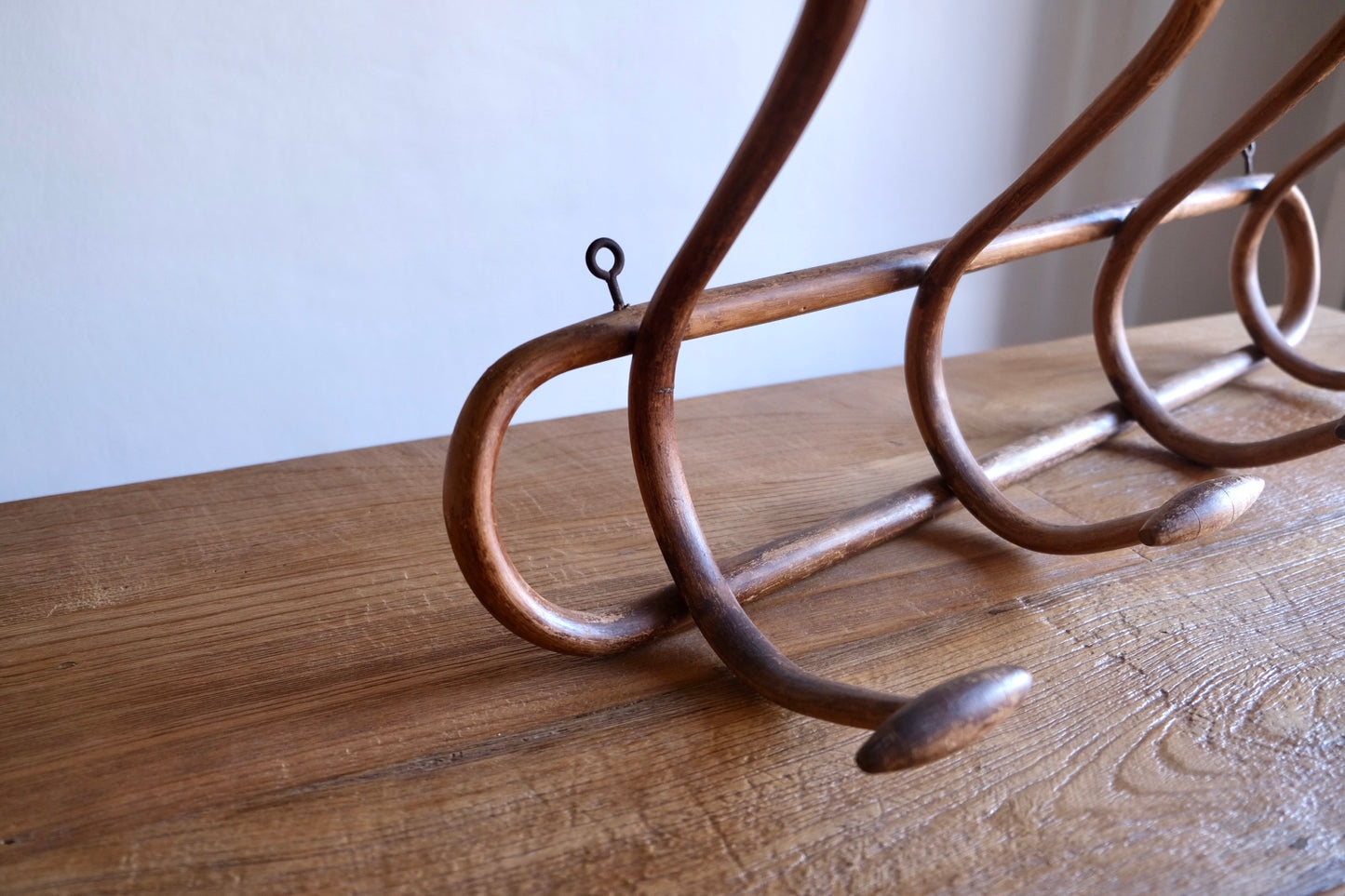 Mid-century curved wood coat rack, attributed to Michael Thonet