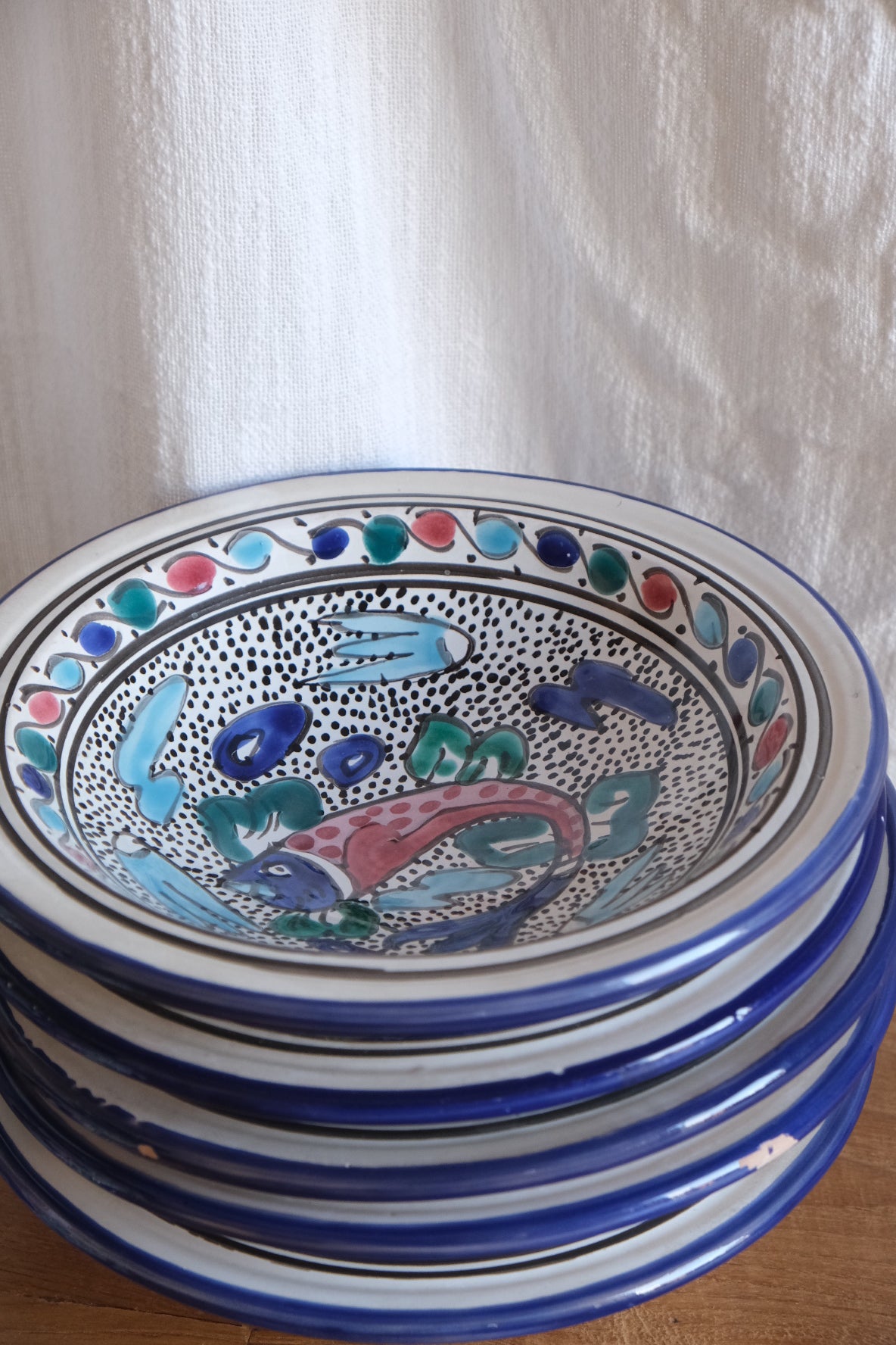 Pot and 6 plates, Tunisia c. 1970s