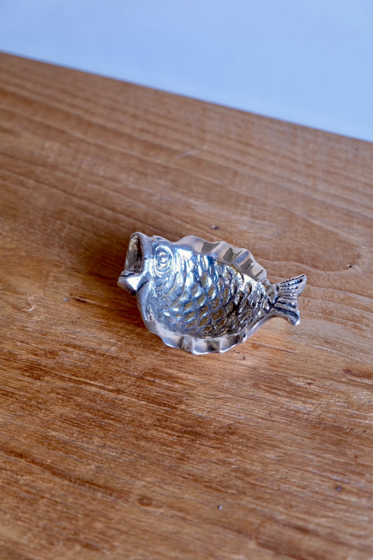 Mid-century Spanish silver-plated brass fish trinket dish