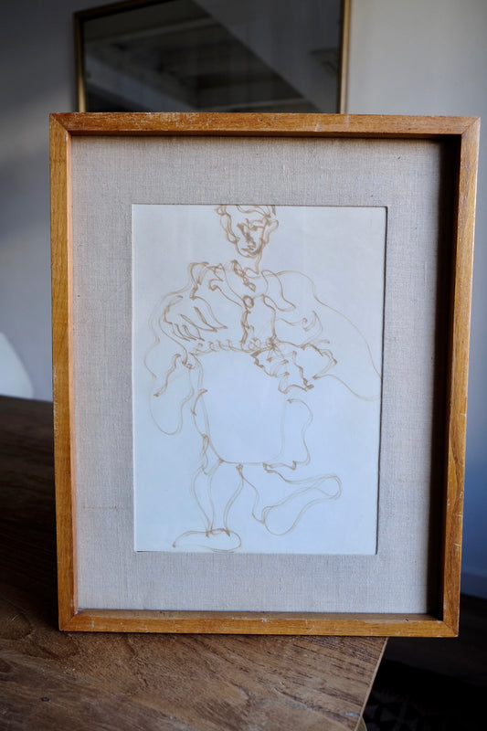 Original sketch on paper 'Wobbly man', framed