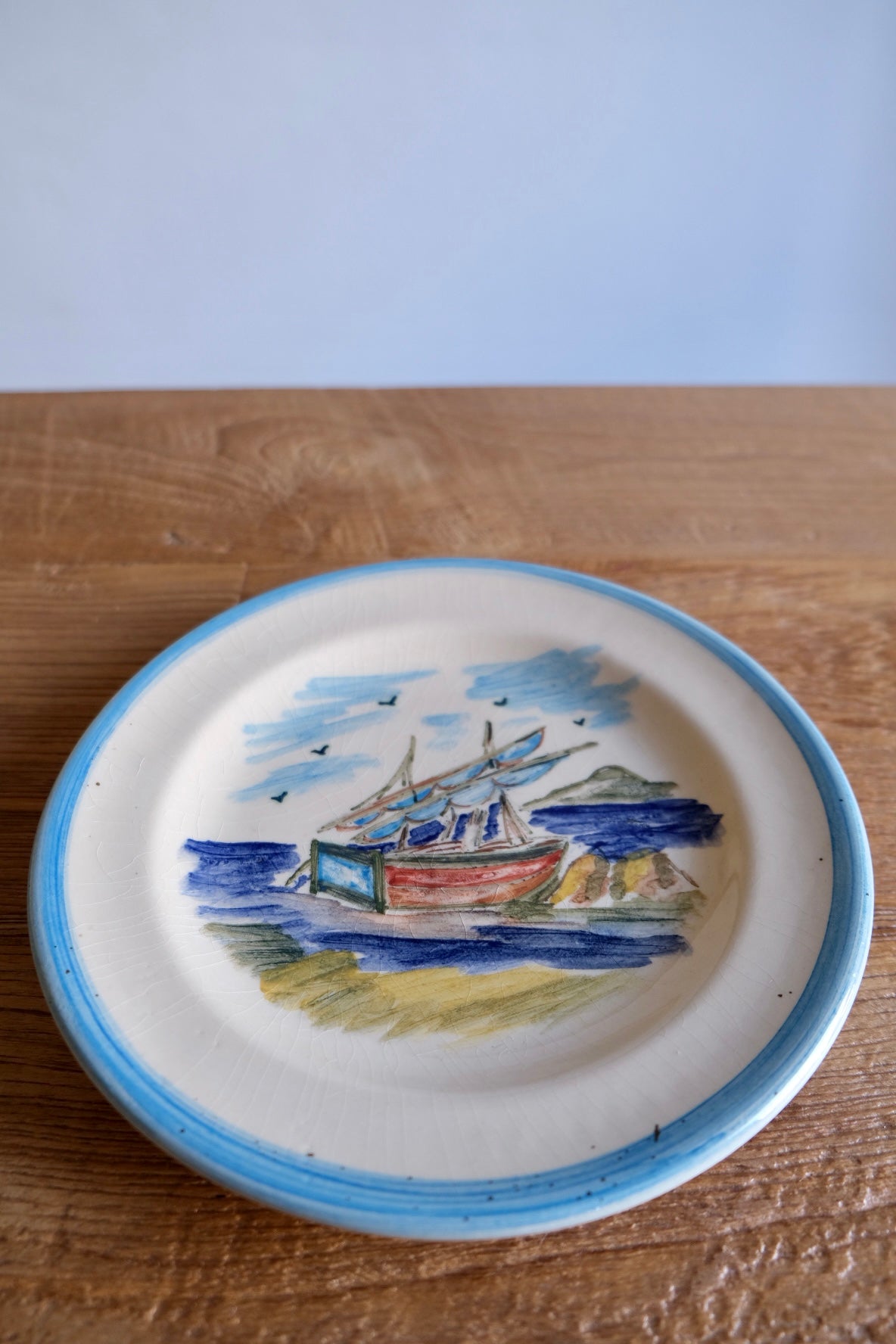 Vintage sky-blue Terre Provence plate