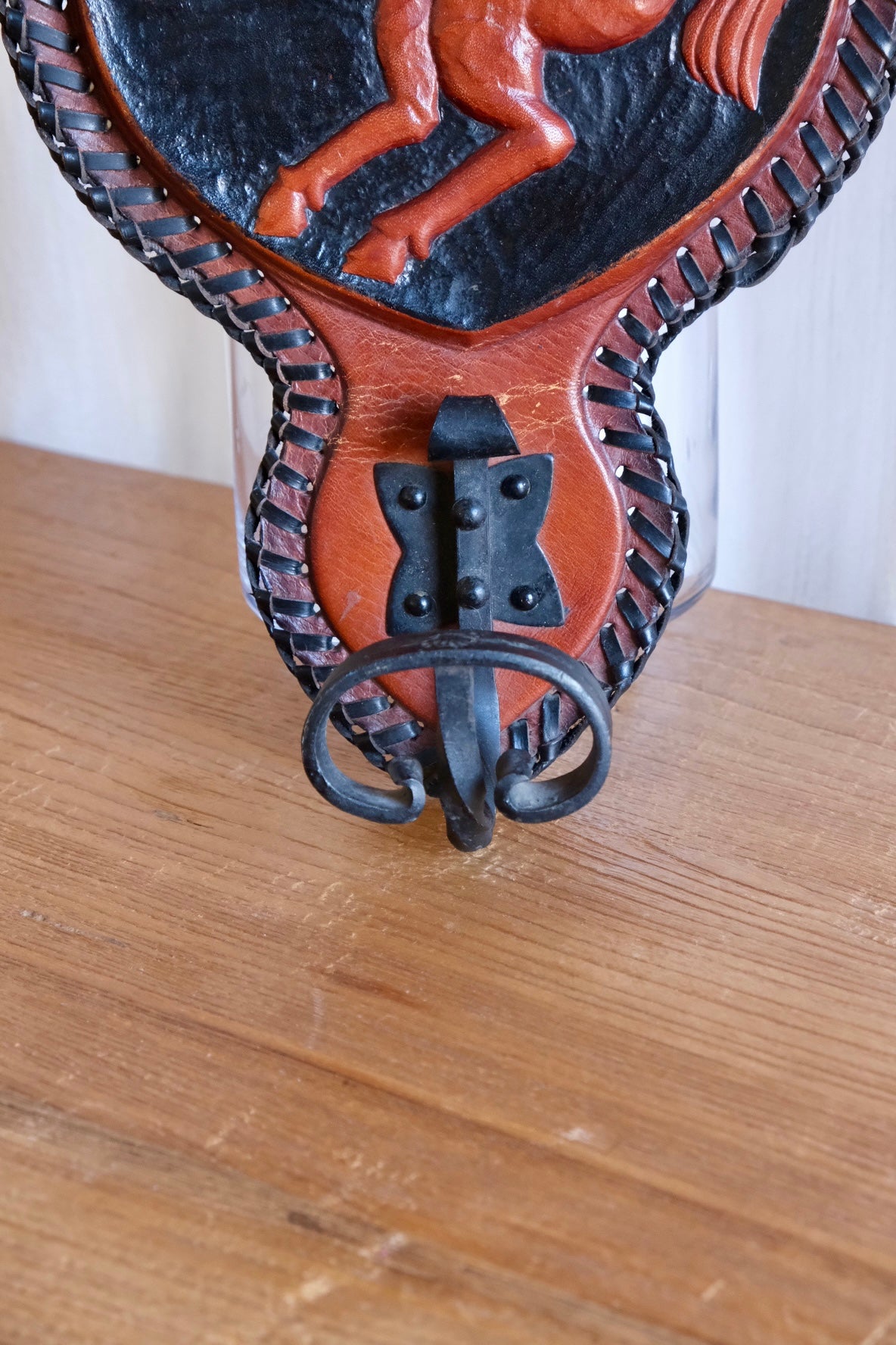 Leather horse coat hook, Spain c. 1940