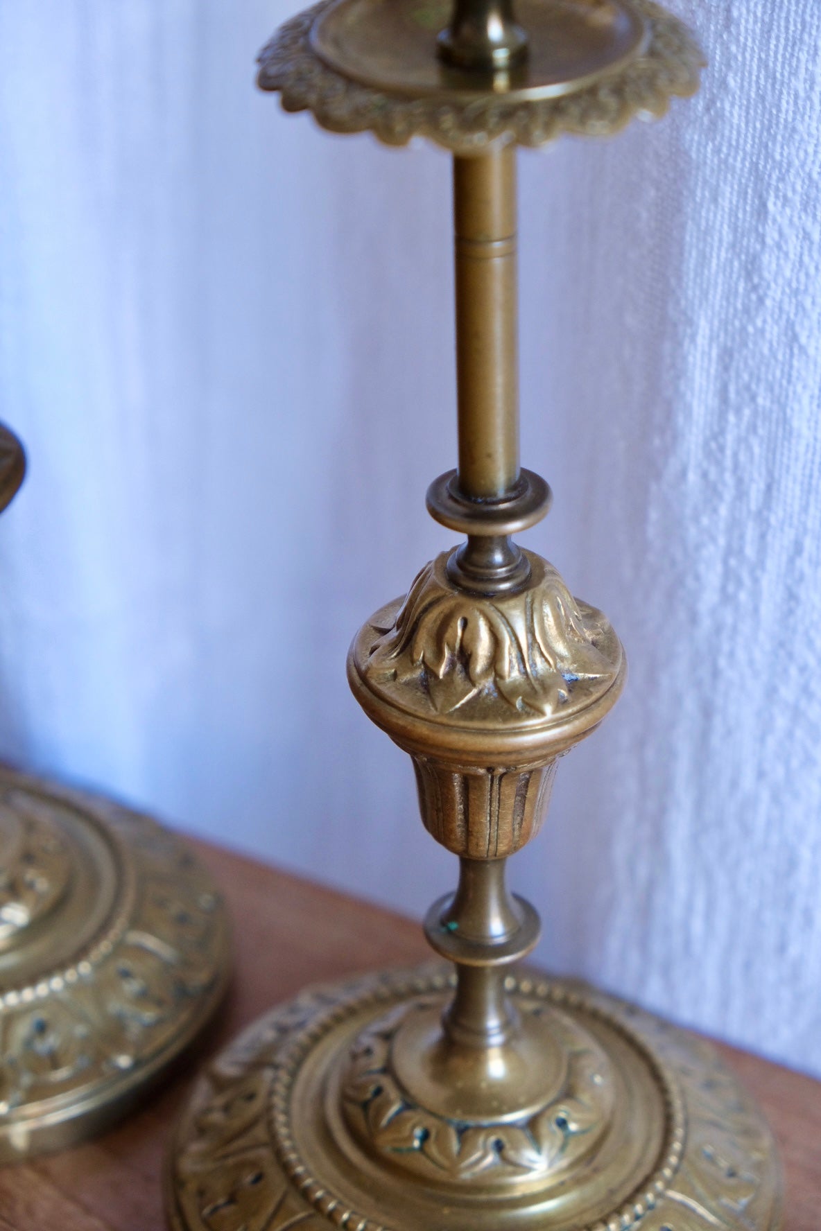 Pair of vintage French brass candlesticks