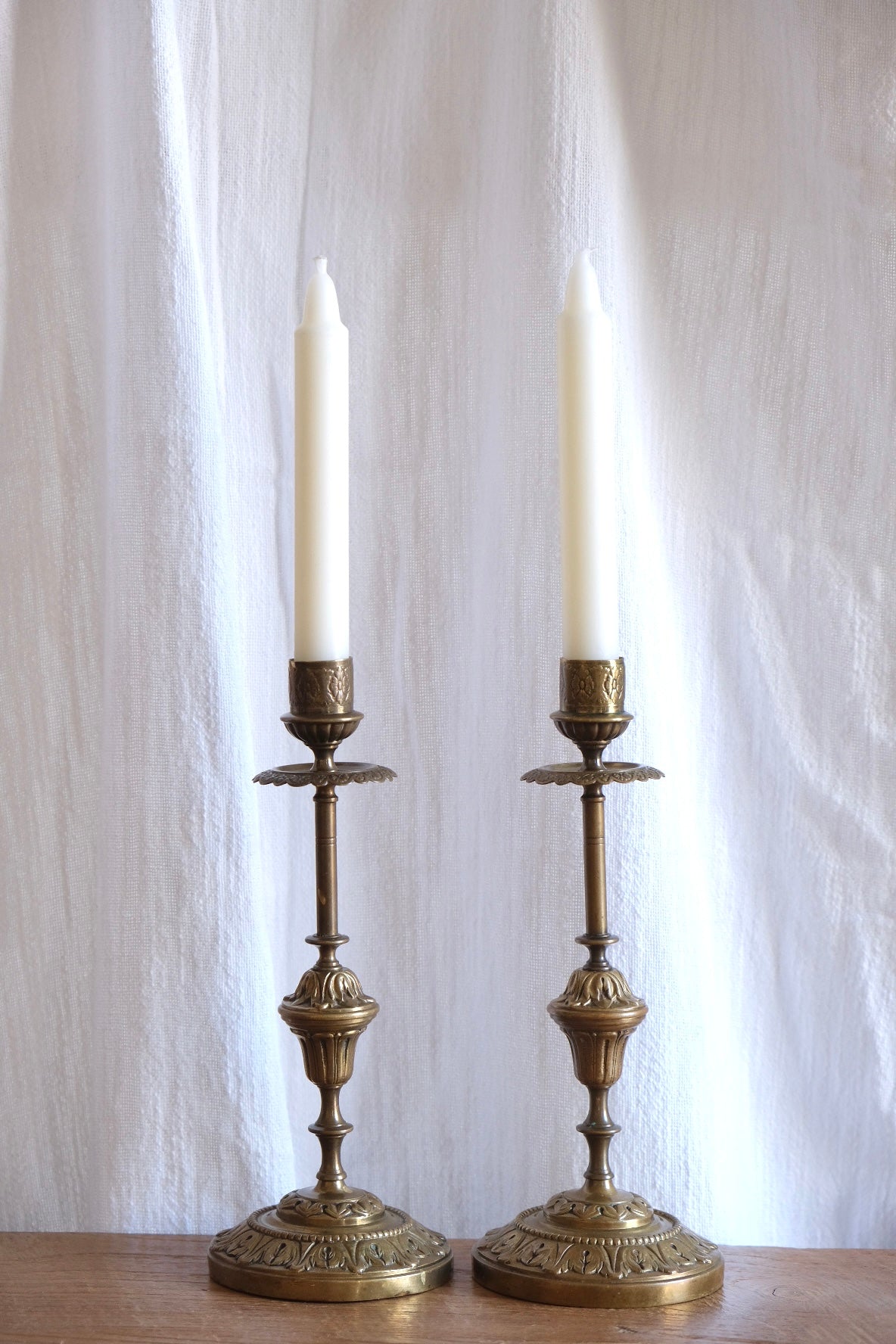 Pair of vintage French brass candlesticks