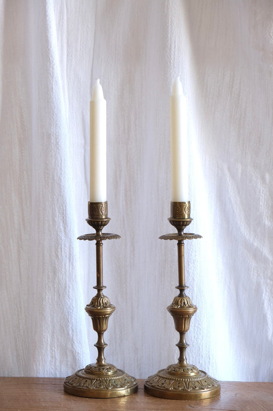 Pair of vintage French brass candlesticks