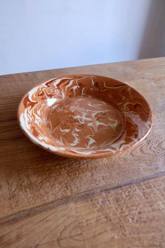 Vintage Catalan orange marbled serving plate