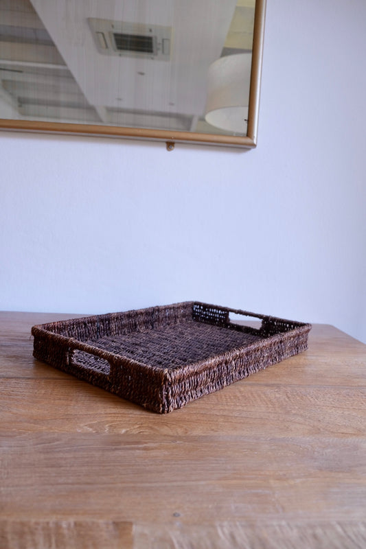 Large rectangle woven rattan tray