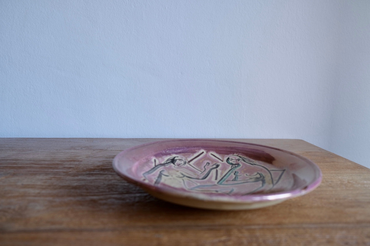 Hand-painted metallic glazed ceramic plate