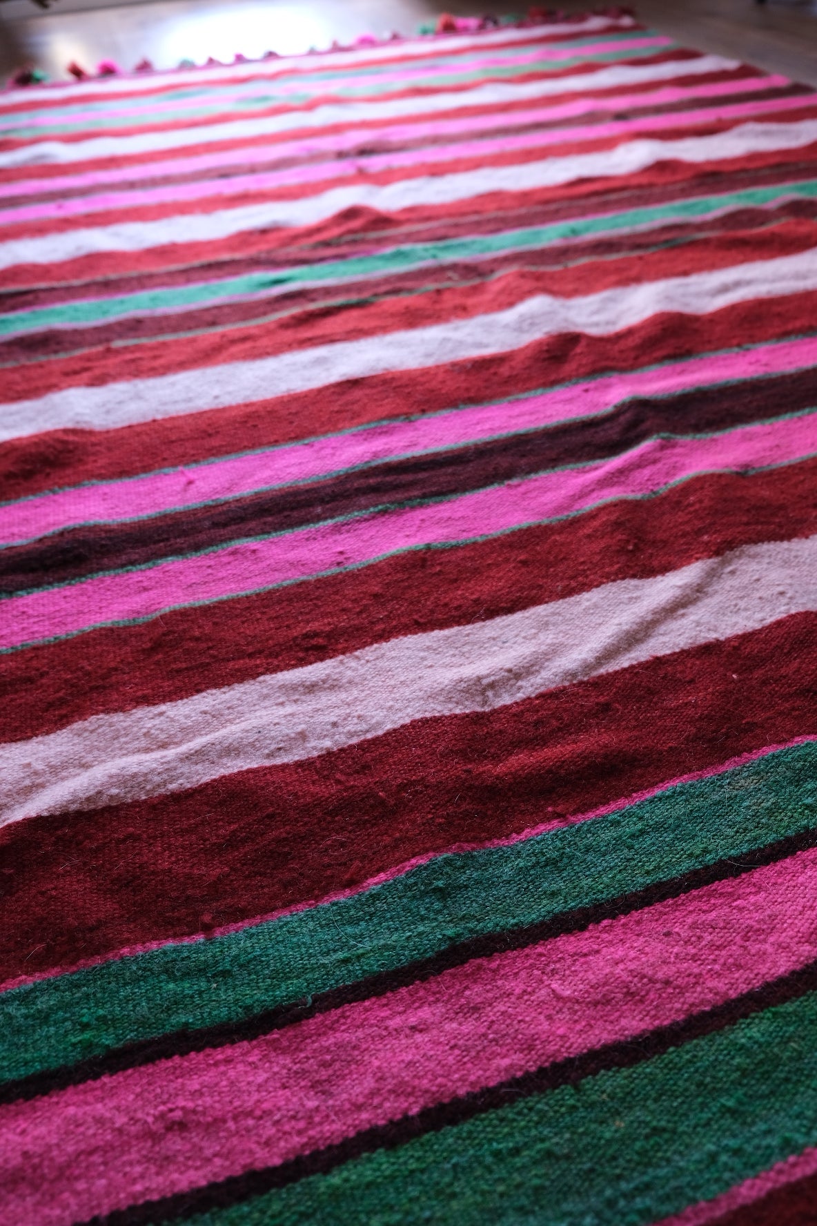 Large stripey wool rug from Mauritania