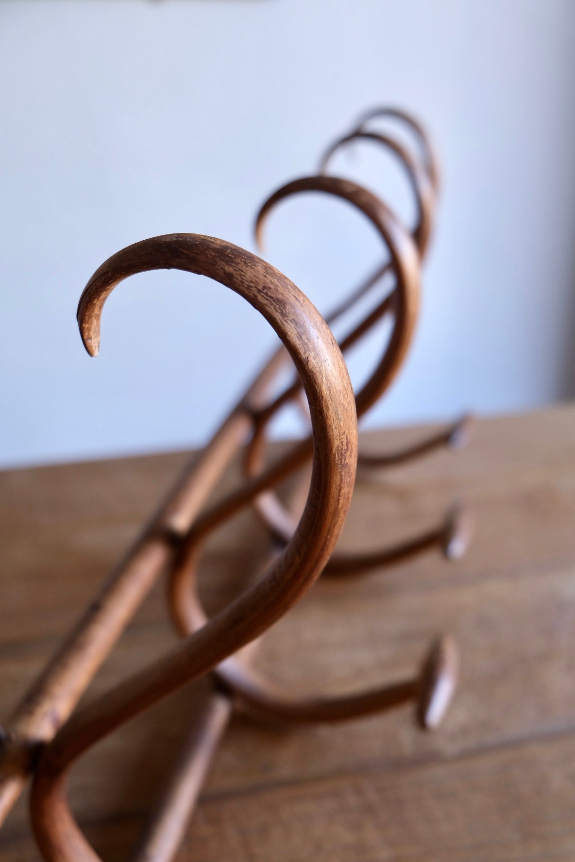 Mid-century curved wood coat rack, attributed to Michael Thonet