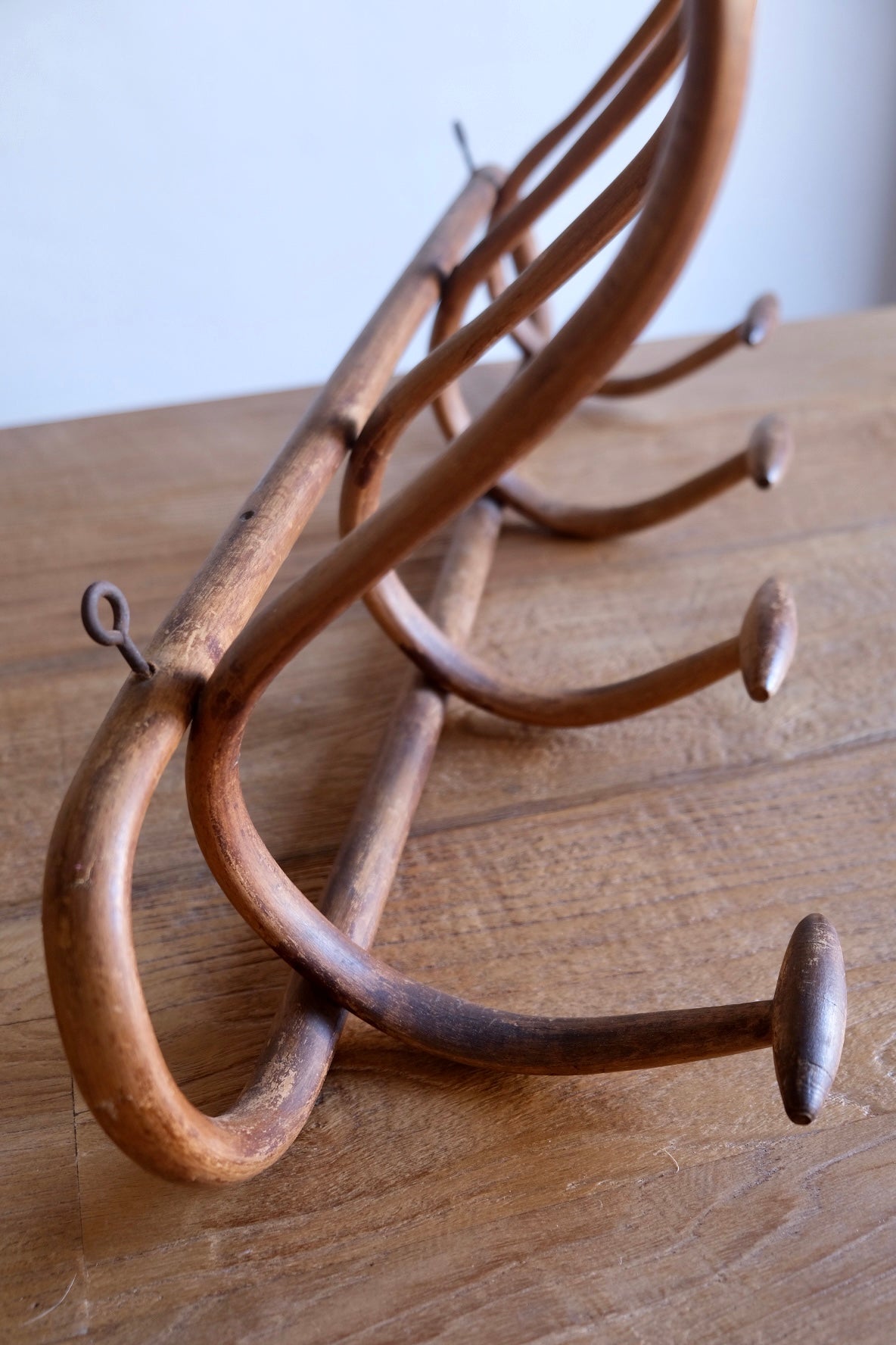 Mid-century curved wood coat rack, attributed to Michael Thonet