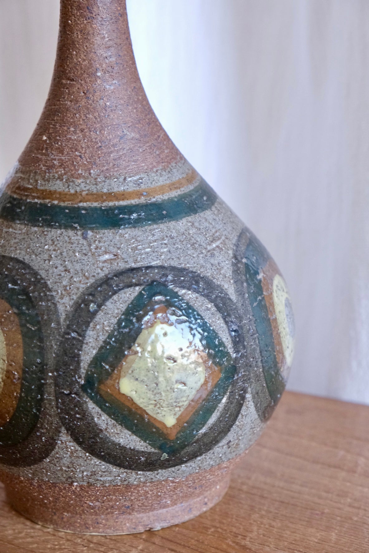 Stoneware ceramic geometric vase, c. 1960, Spain