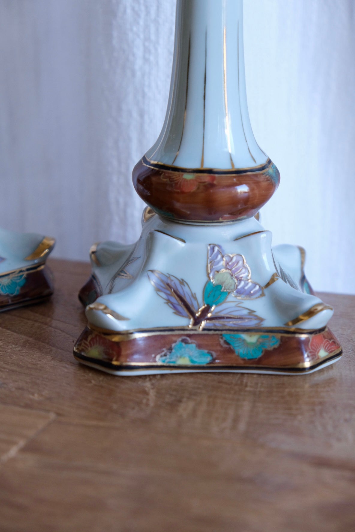 Pair of porcelain Chinese candlesticks, 20th century