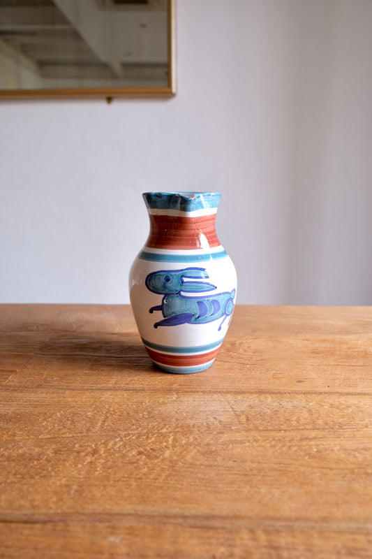 Ceramic jug with hand-painted rabbit