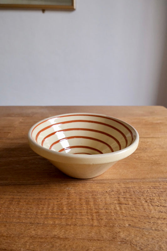 Spanish ceramic orange swirl serving bowl