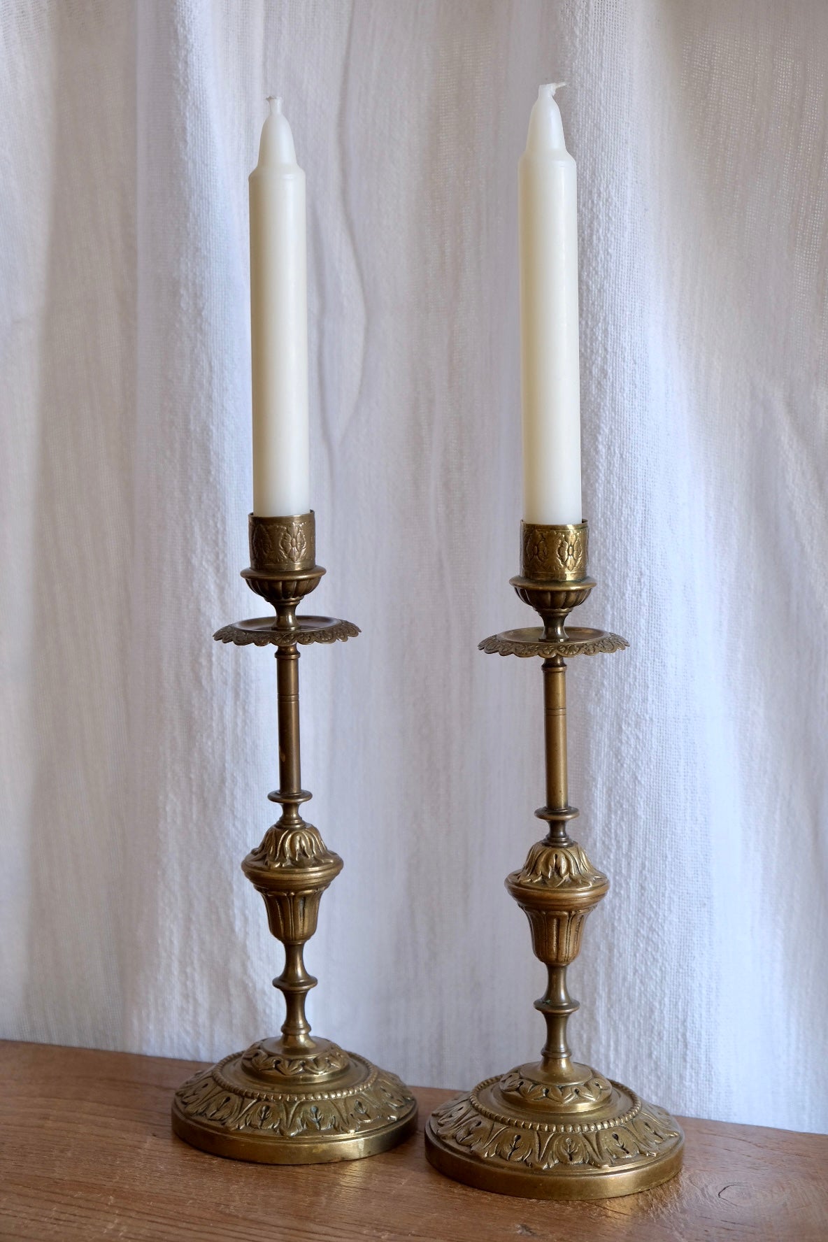 Pair of vintage French brass candlesticks